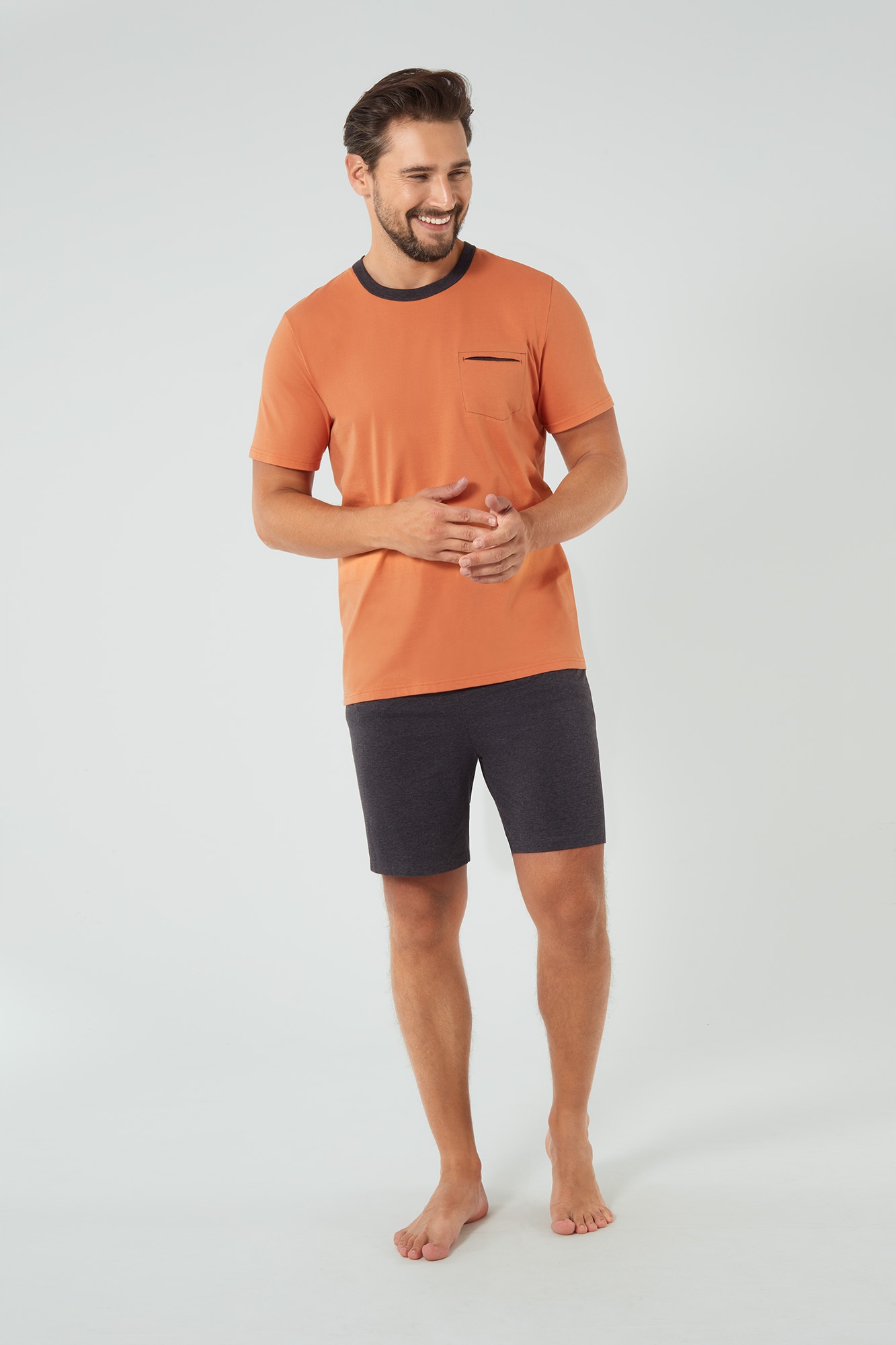 Pánské pyžamo Stefano kk rudé/c.melanž r XL Italian Fashion