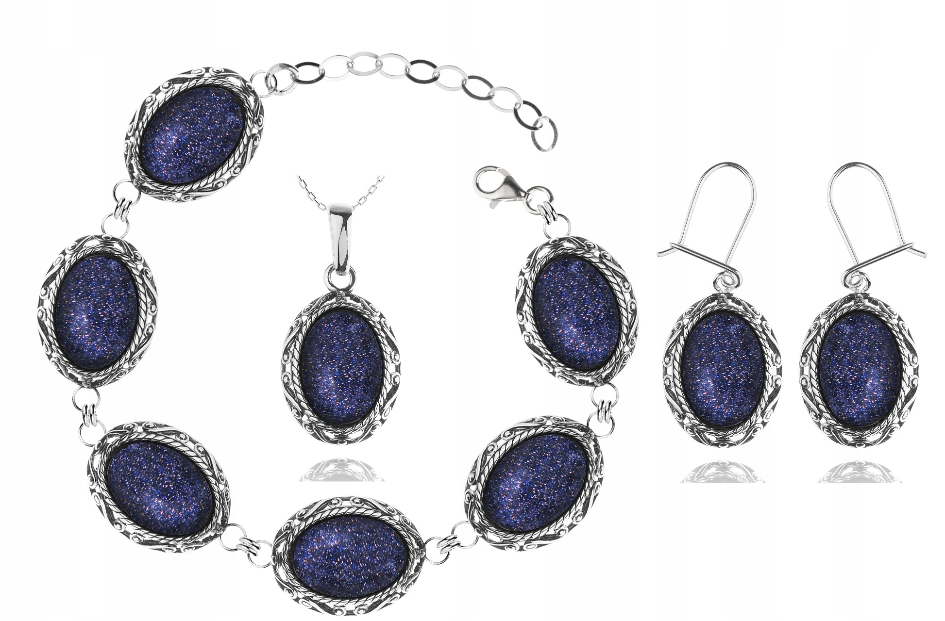 

Komplet Biżuterii Z Nocą Kairu Postarzany pr. 925