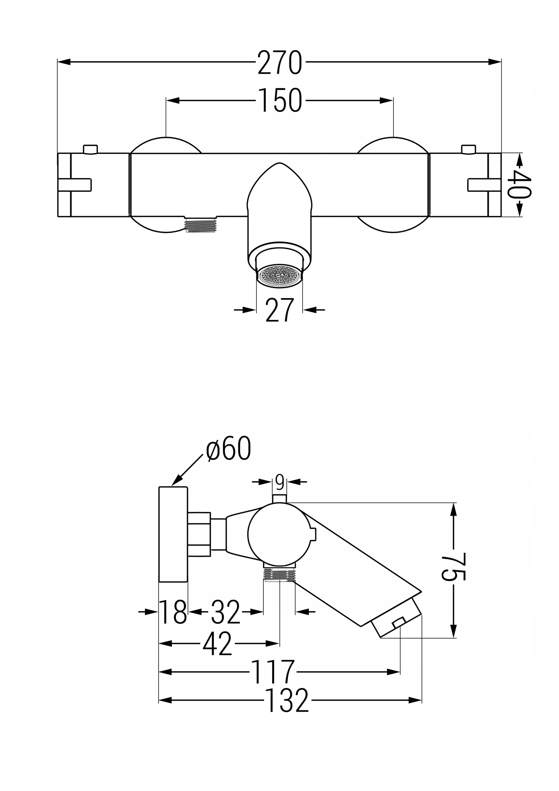 MEXEN KAI BATERIA TERMOSTATYCZNA WANNOWA CHROM Kod producenta 77300-00