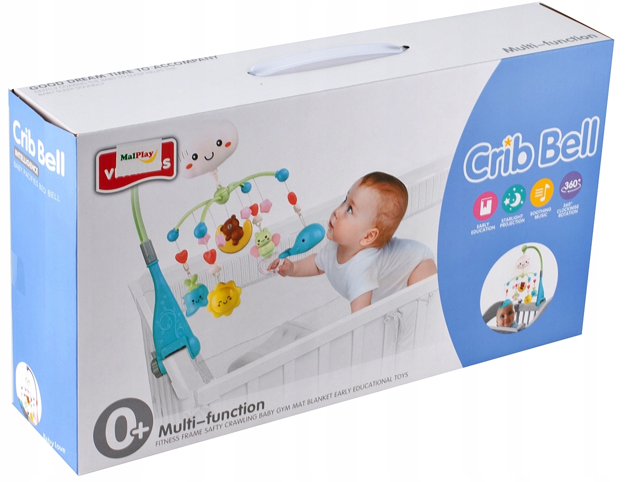 KARUZELKA DO ŁÓŻECZKA PROJEKTOR GWIAZD REGULACJA GŁOŚNOŚCI KSIĘŻYC ŚWIECI Waga produktu z opakowaniem jednostkowym 0.8 kg