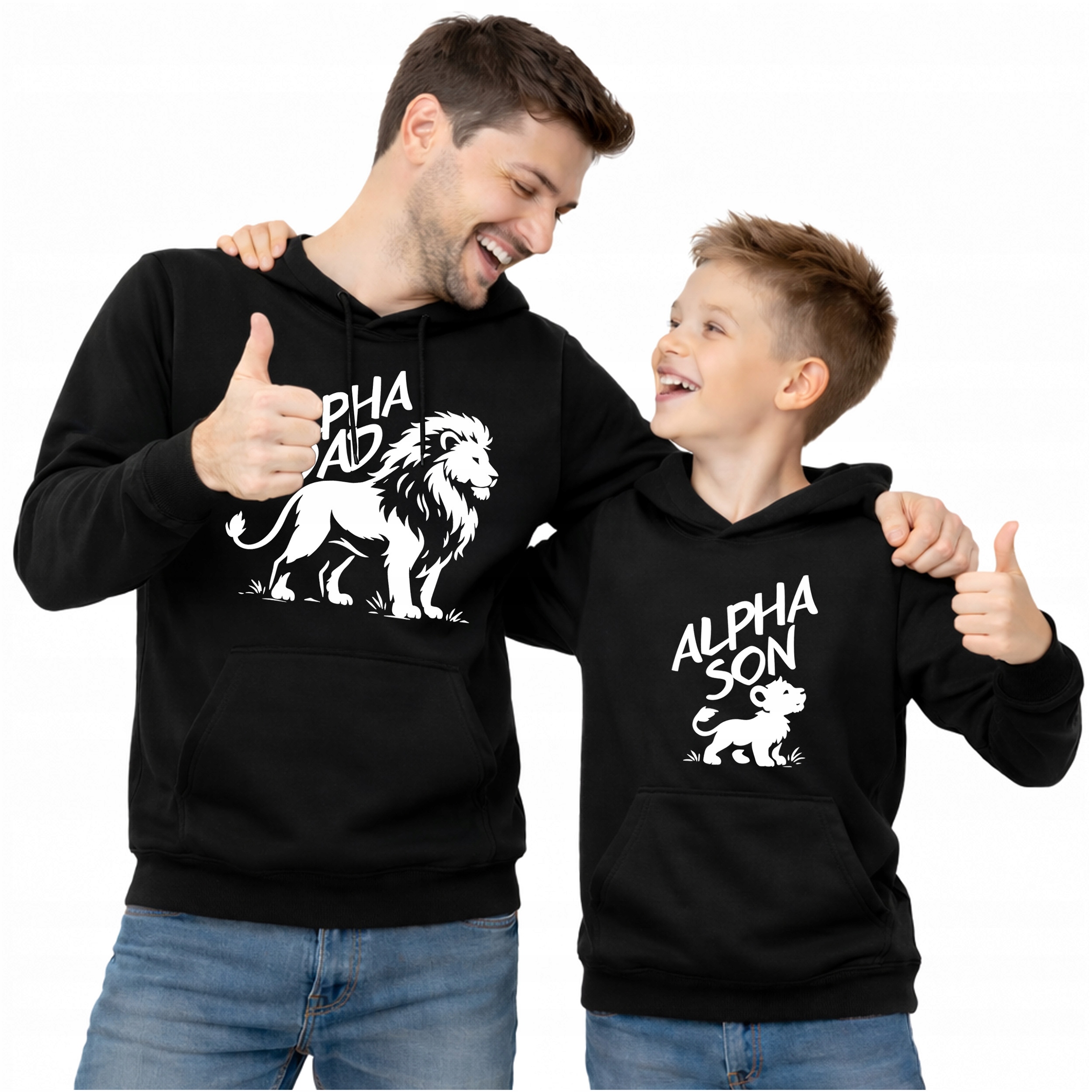 Pánská Mikina černá Alpha Dad Set Se Synem dárek pro tatínka Hoodie
