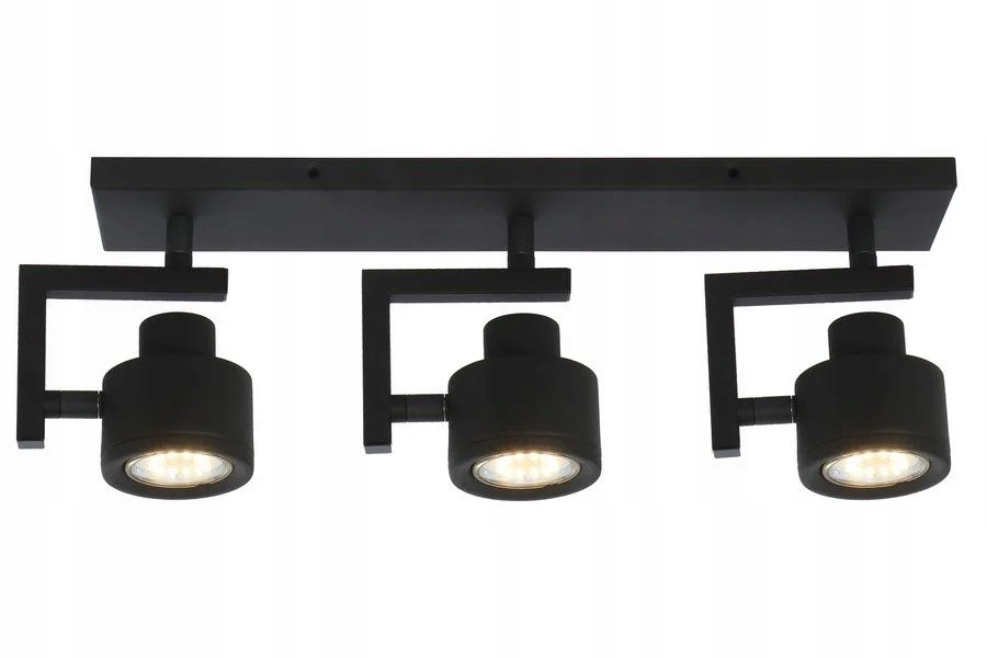 Stropní svítidlo černá, 3 reflektory nastavitelné, industriální, 41 cm Reality