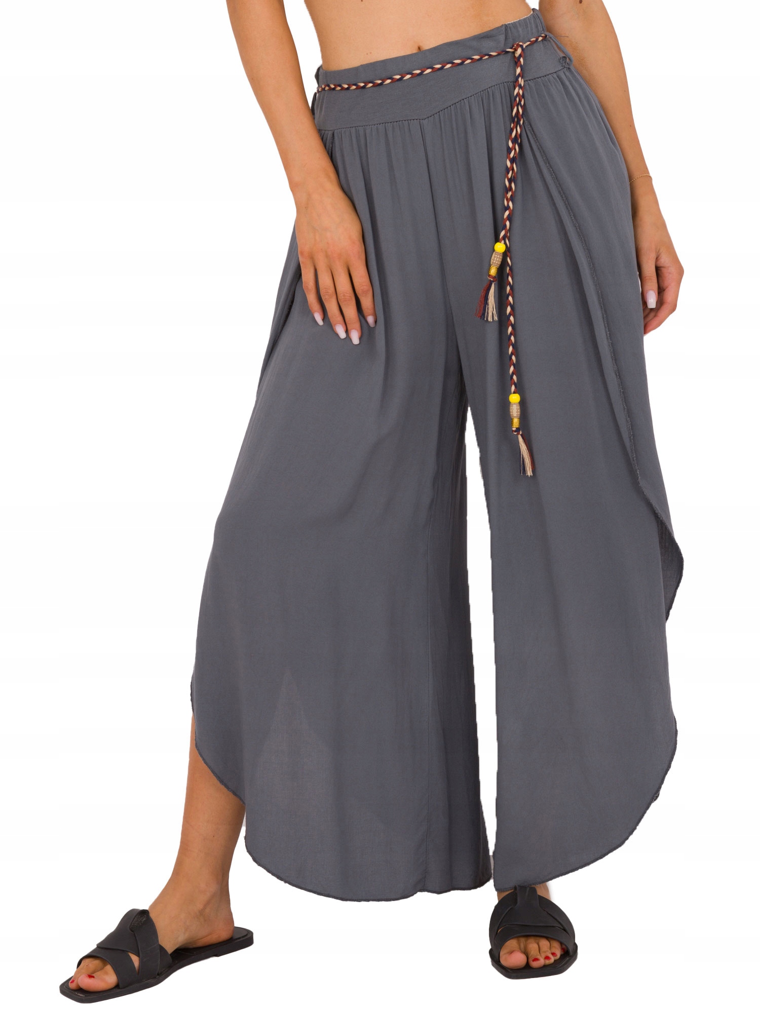 Genialne zwiewne Spodnie damskie rozcięcia L