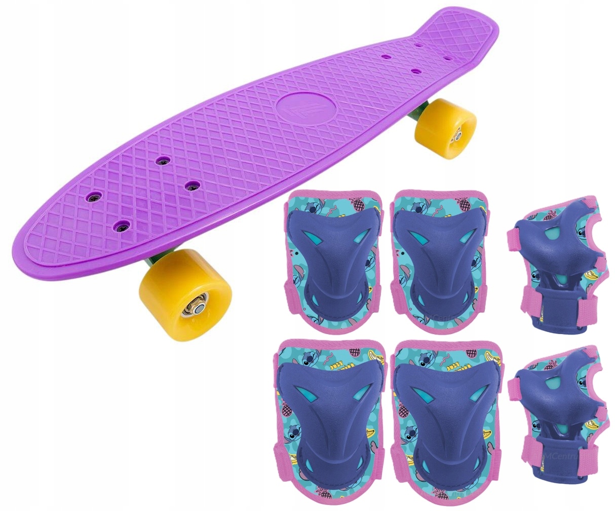 Deskorolka 55 cm fiszka 6x Ochraniacz na kolana łokcie nadgarstki Stitch