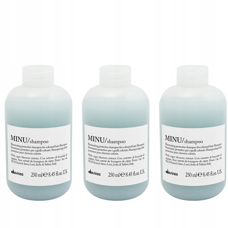 Davines Minu šampon 3x 250 ml sada pro lesk a ochranu barvy vlasů