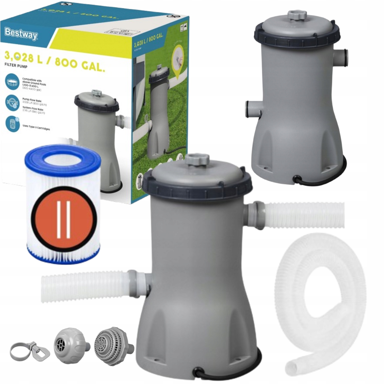 Pompa Filtrująca Do Basenu 3028 L/h Filtr Bestway 58386 Flowclear Zestaw