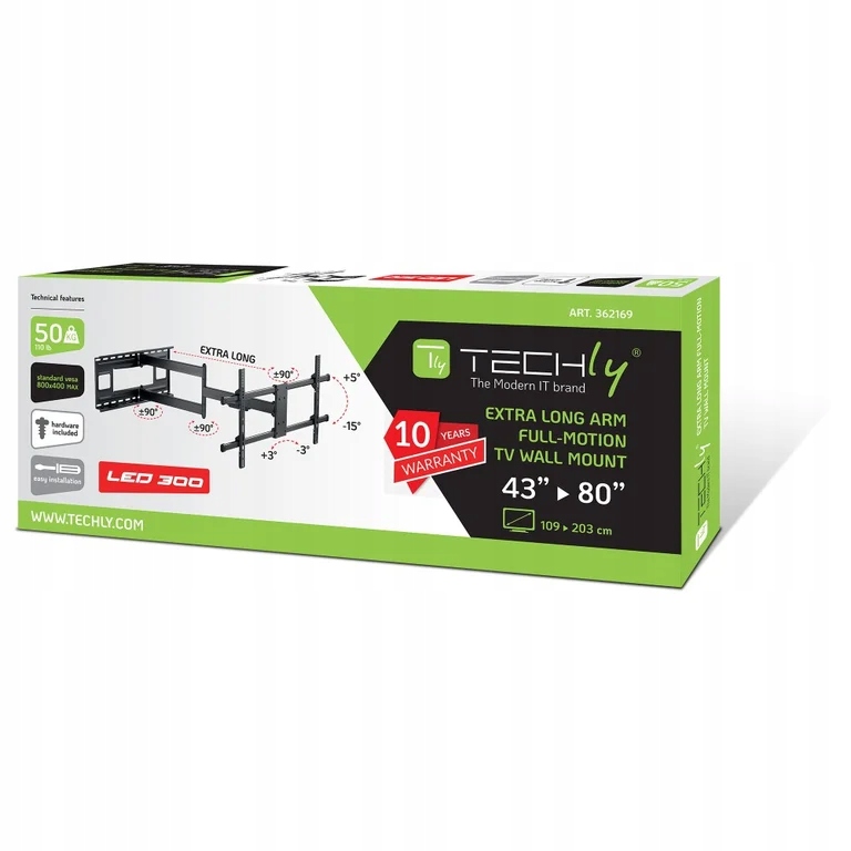 Techly ICA-PLB 490 uchwyt do telewizorów 2,03 m (80") Czarny Model ICA-PLB 490