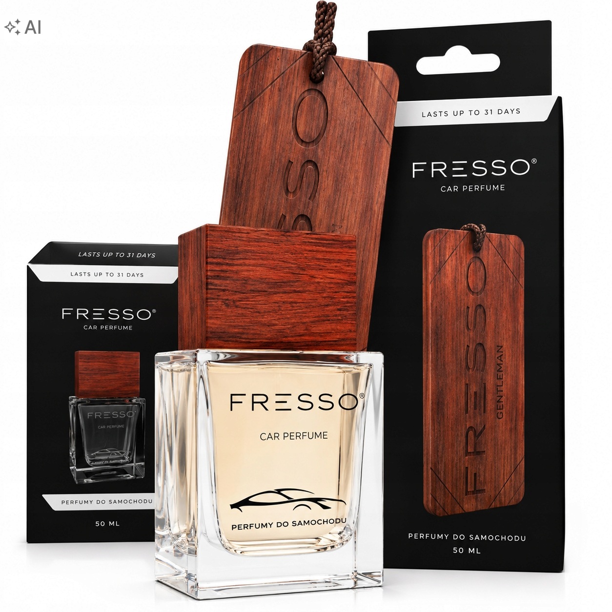 Fresso Infinity Bliss Perfumy 50ml +drewniana Zawieszka Zapach Do Samochodu