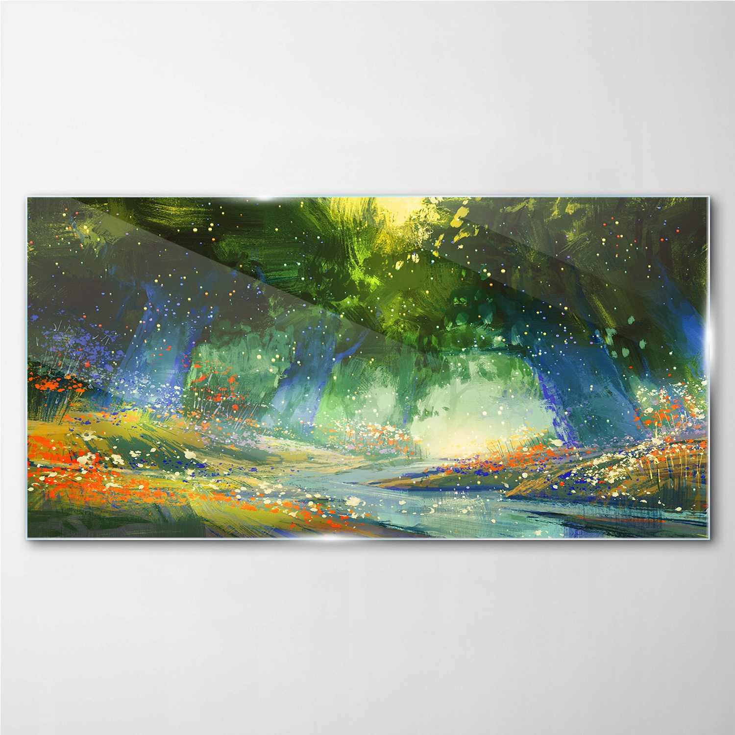 

Foto-obraz szklany na ścianę Las kwiaty 140x70 cm