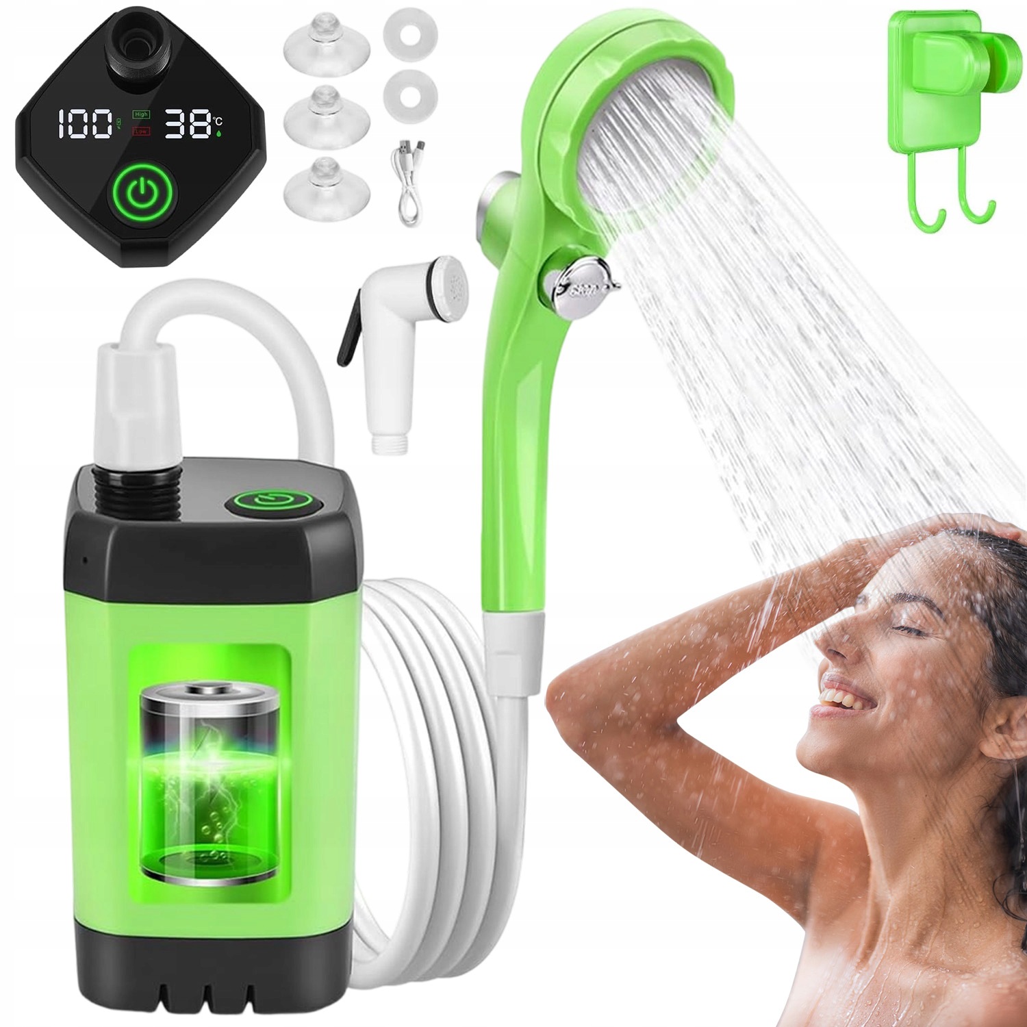 Přenosná Kempingová Sprcha, Elektrická Sprchová Pumpa, 6000 Mah