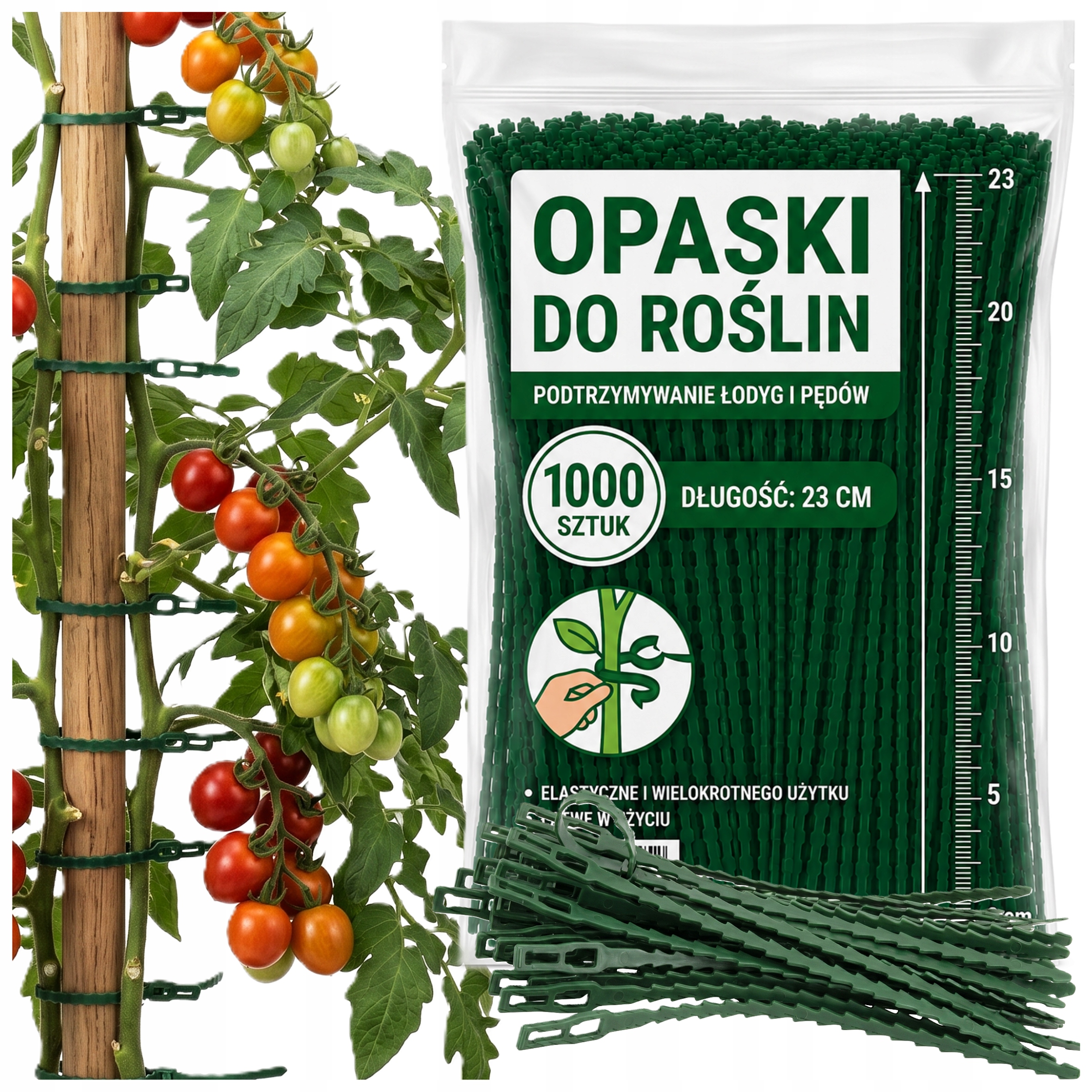 Opaski Zapinki Klipsy Trytytki Ogrodowe Wiązadła Do Roślin Pomidorów 1000el