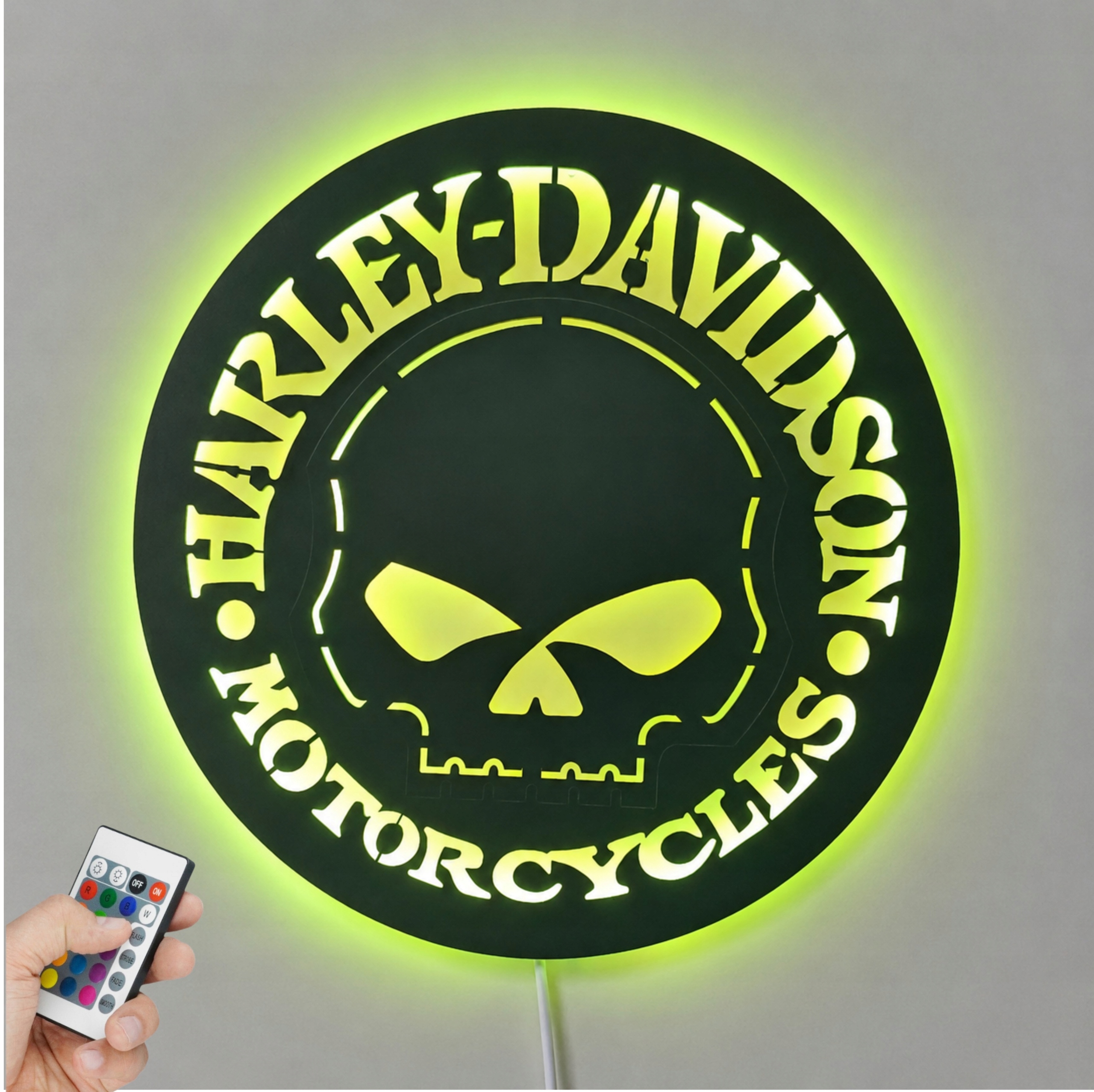 Harley-Davidson Led Rgb Obraz 3D Lampka Ścienna Pilot Usb