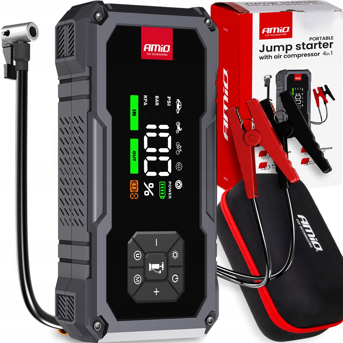 Štartovacie Zariadenie 4v1 Booster Powerbank Kompresor Baterka Led 12V 600A