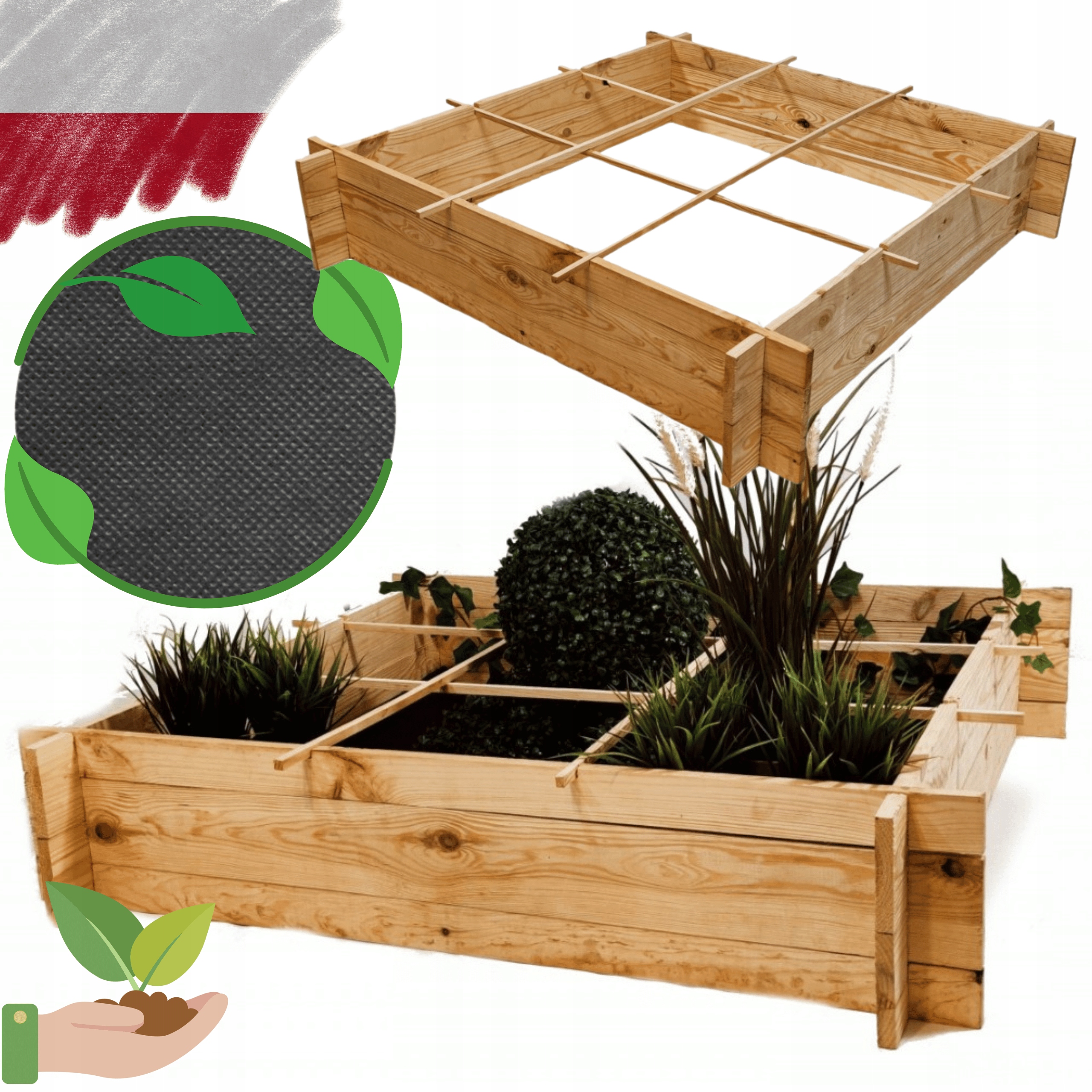 Truhlíky na zeleninu bylinky záhon vyvýšený květináč bylinkový záhon 100x100 cm Eko