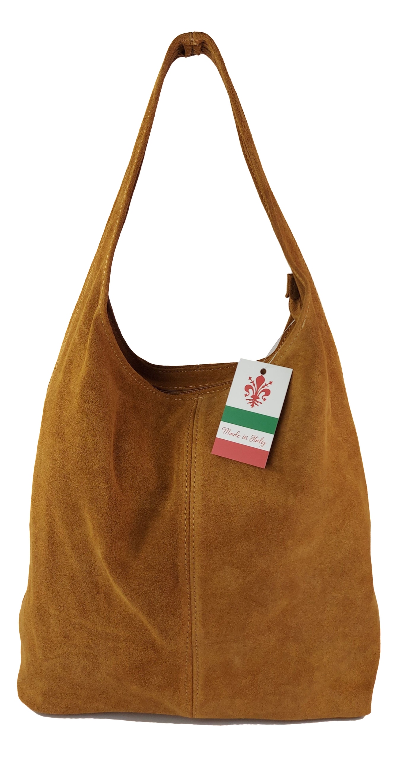 Semišový vak Italská kůže Shopper Bag Camel