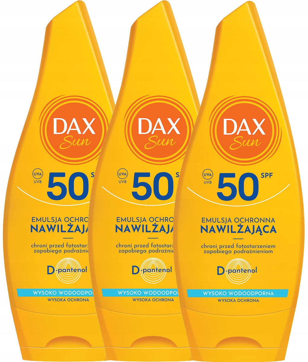 3 kusy Hydratační ochranná emulze SPF50 Dax Sun Zklidnění Glycerin