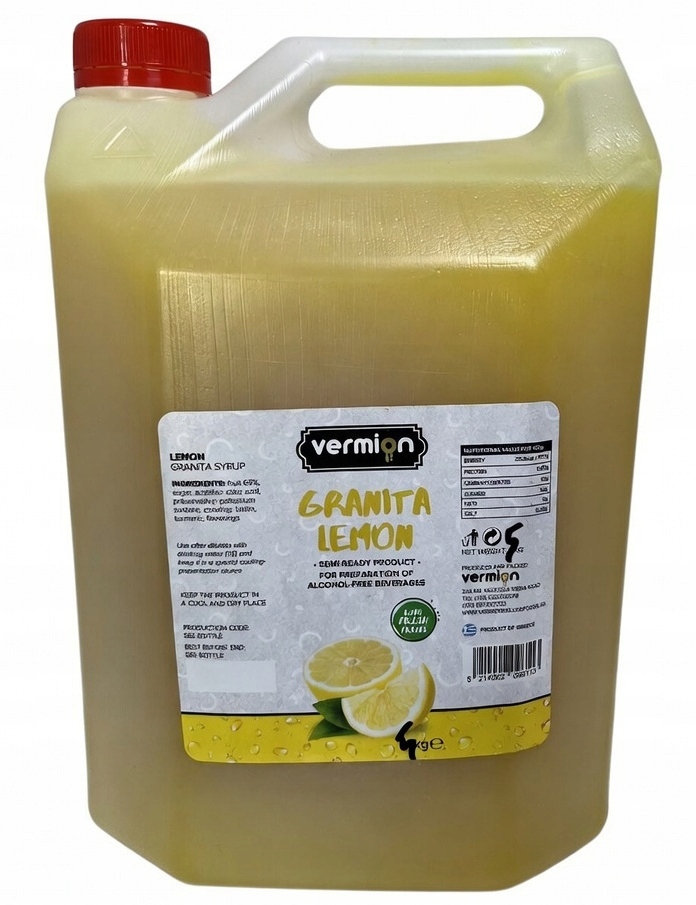 Granita Cytryna syrop koncentrat Vermion Deluxe 65% owoców Lemon 5kg 5l