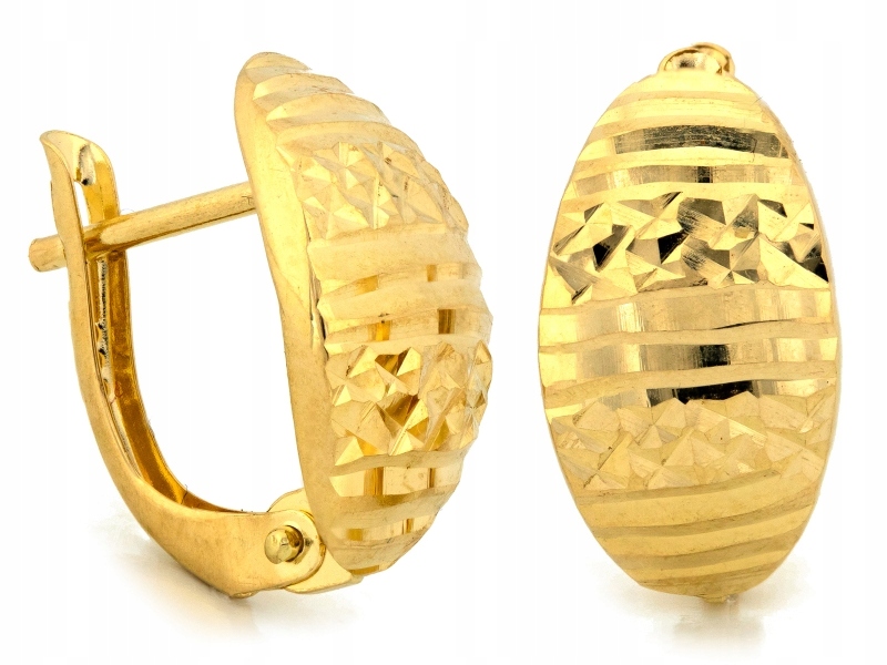 Náušnice zlaté 585 nadčasové zdobené plechy bez kamenů jako dárek 14k