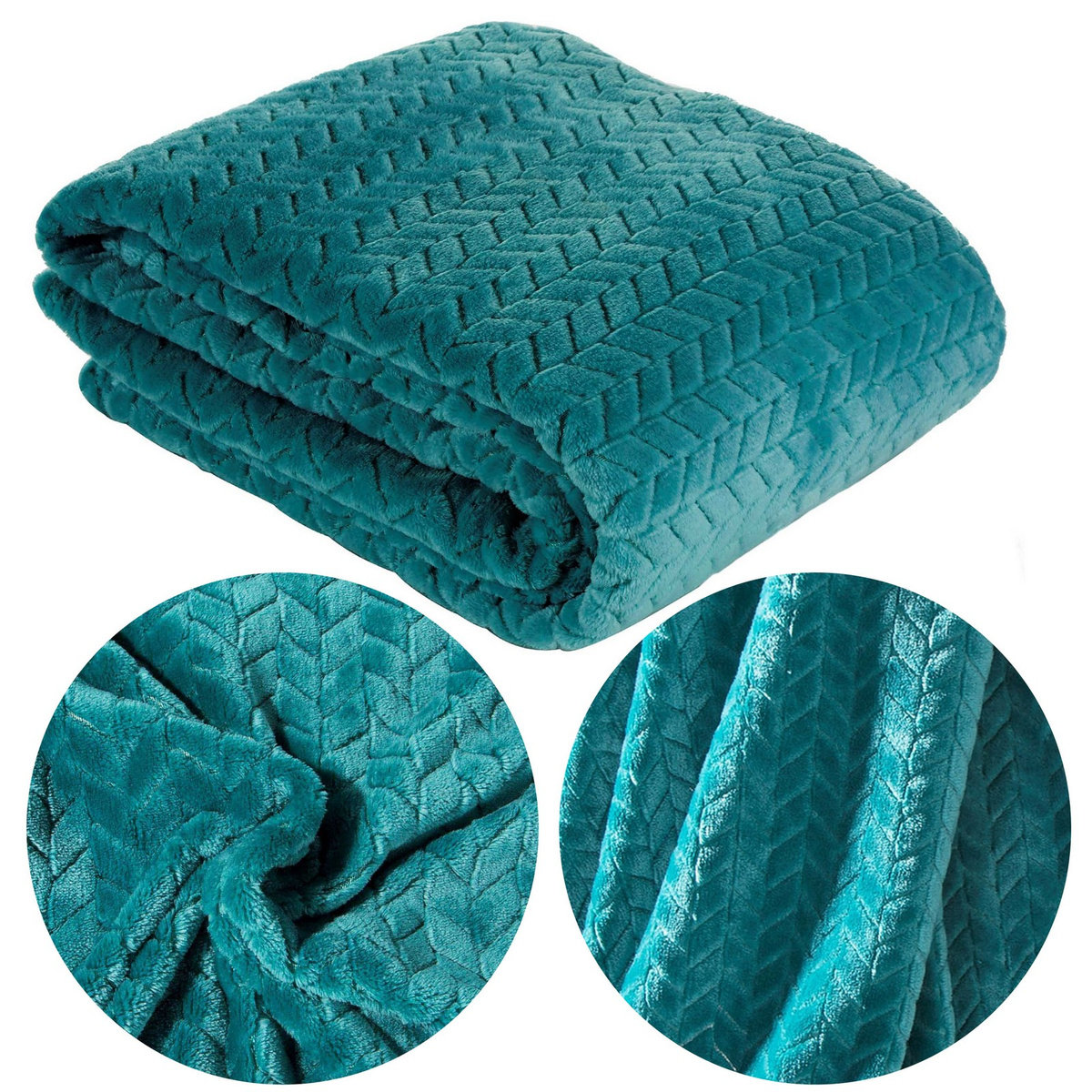 Deka 220x200 flanelová Cindy kapa přehoz na postel gauč tmavě tyrkysová