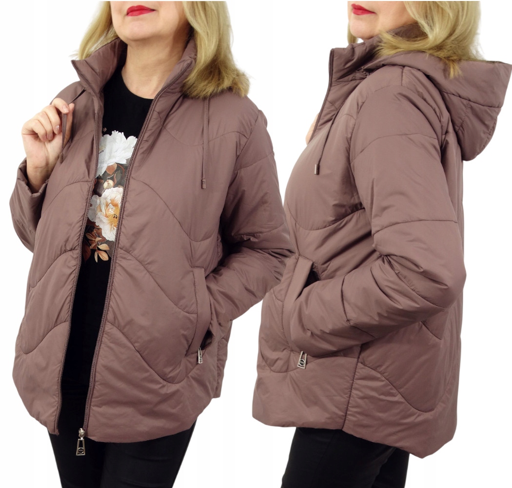 Kurtka Przejściowa Damska Wiosenna z Odpinanym Kapturem Aura 44 2XL