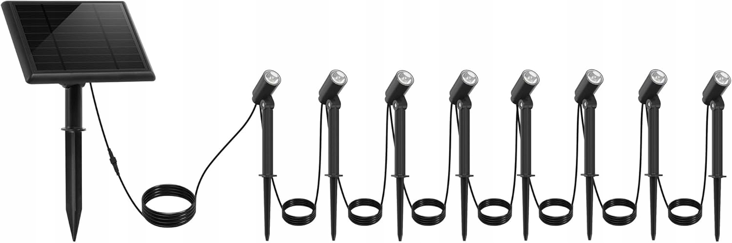 8 Led Solárních Lamp Teplá Bílá 200 LM Panel 4,5 M IP65
