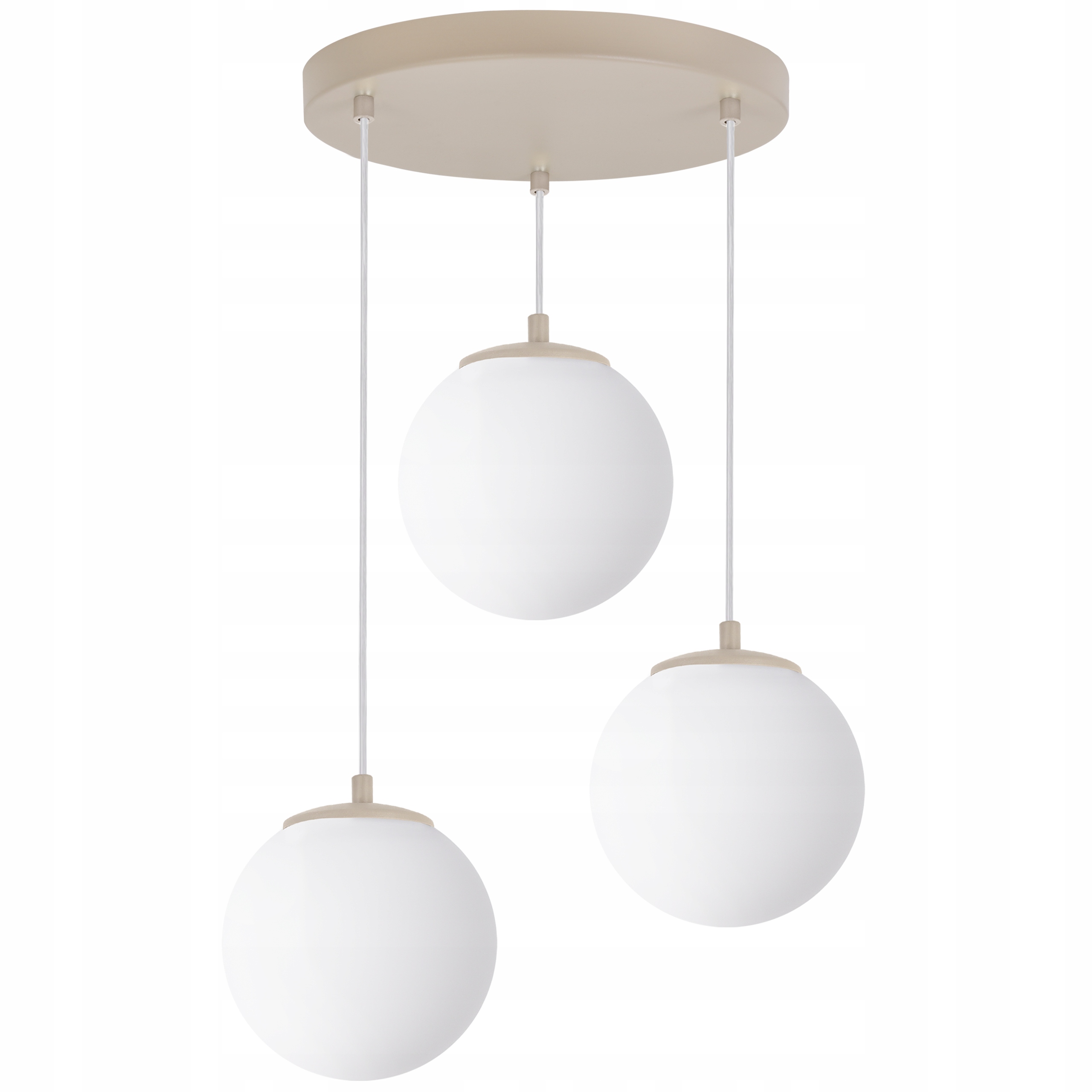 Závěsná Stropní Lampa Lustr Trojitý Béžová Lišta Bílé Koule Nad Stůl