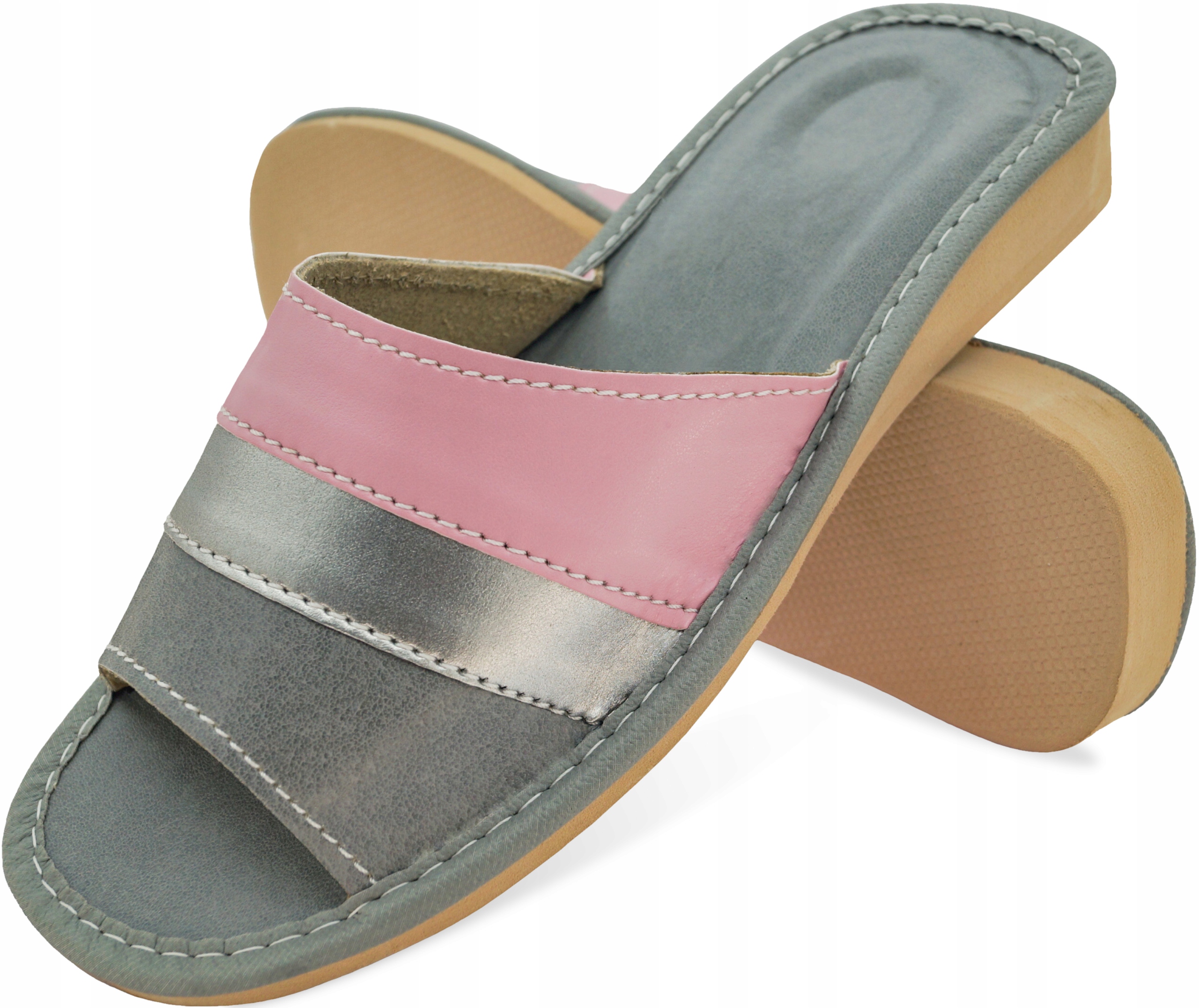 Pantofle, Laczki Damskie, Kapcie Skórzane, Bardzo lekkie Obuwie domowe r.42 Marka inna