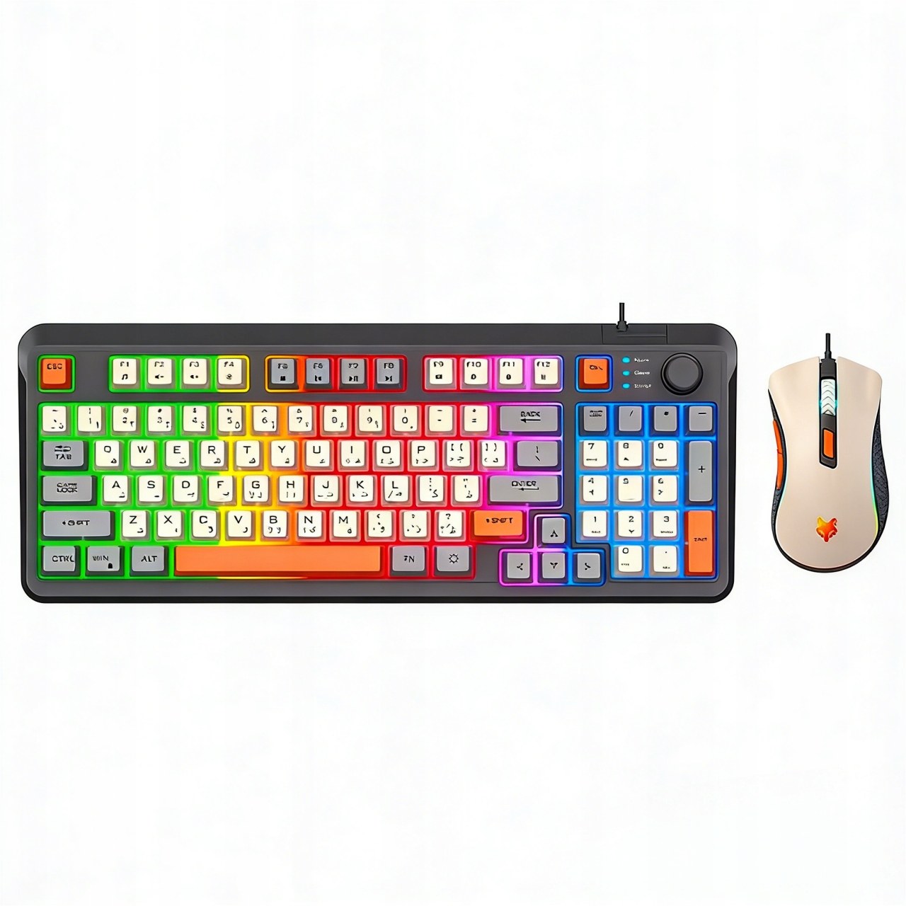 Sada herní klávesnice a drátové myši Xunfox K82 s osvětlením