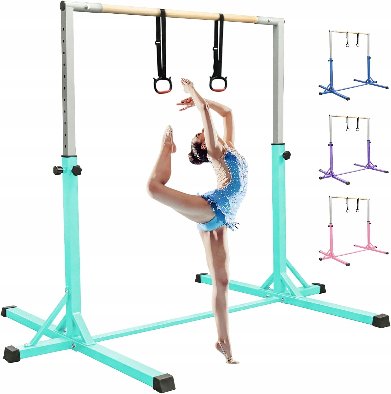 Drążek gimnastyczny dla dzieci Fbsport regulowany 90–150 cm trening zieleń