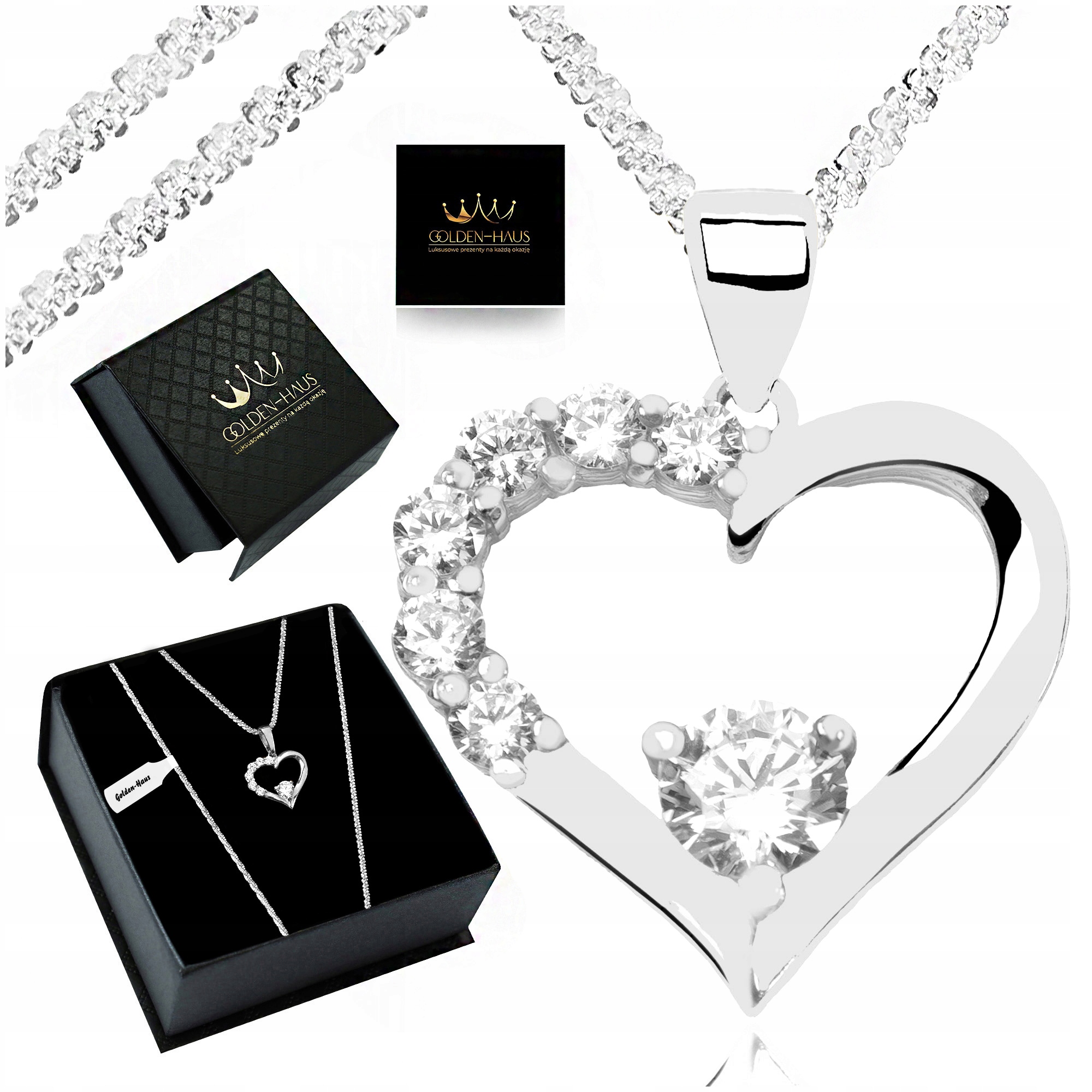 Stříbrný Řetízek Dámský Přívěsek Srdce Pr 925 Náhrdelník Pro Ženu 65 CM