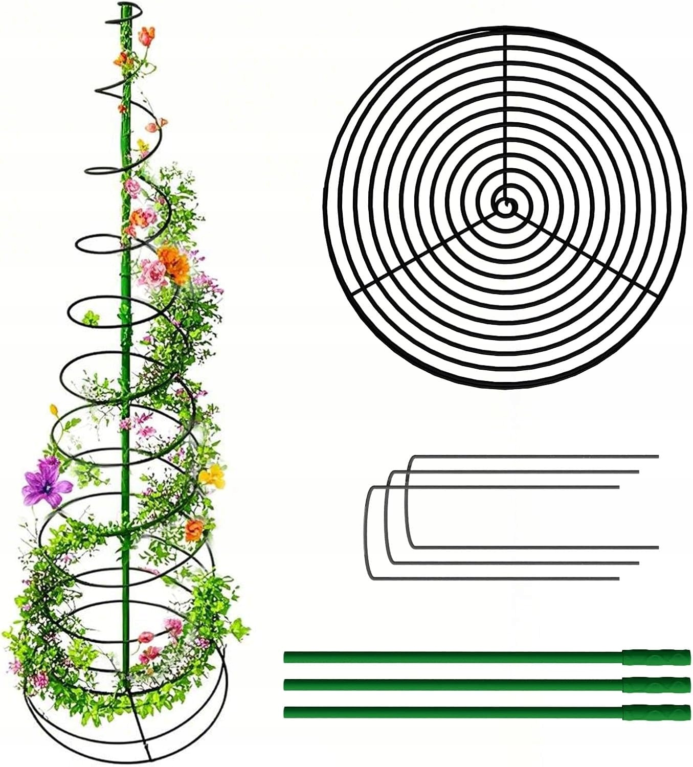 PODPORA DO KWIATÓW I ROŚLIN PNĄCYCH REGULOWANA SPIRALNA STELAŻ