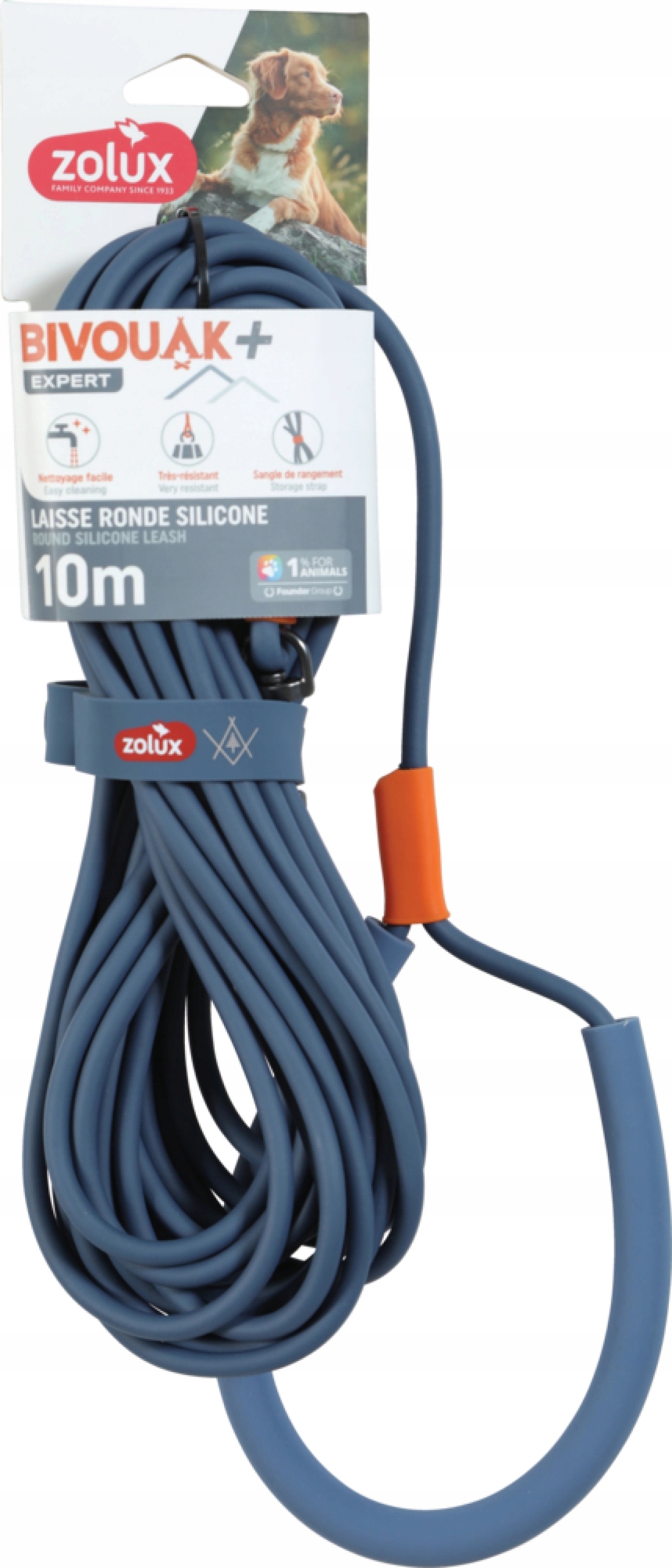 Zolux Smycz okrągła dla psa silikonowa Bivouak niebieska 10m