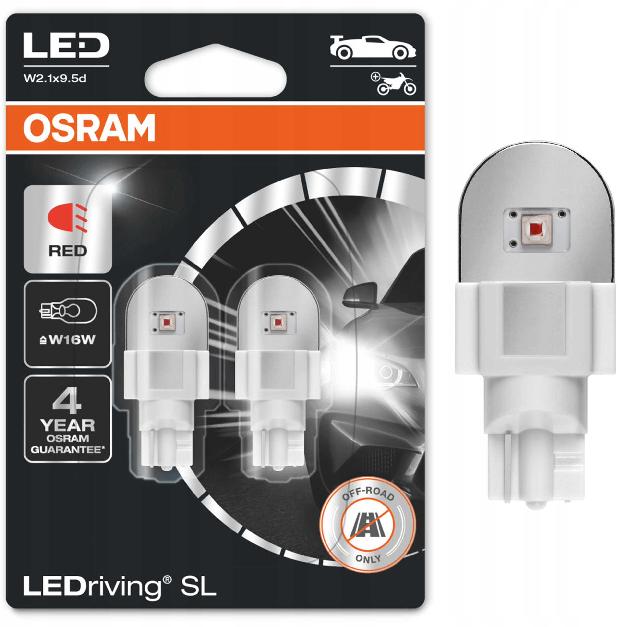 Osram żarówka Led Premium New W16W Czerwona 4062172160155 za 79.99