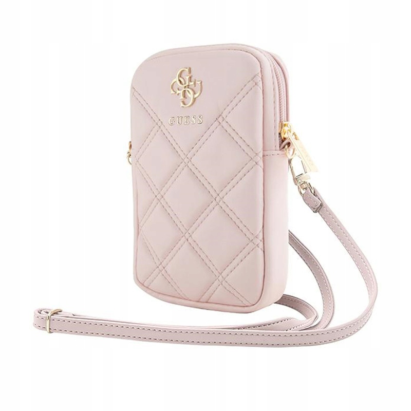 Guess Zip Quilted 4G Taška na telefon (růžová)