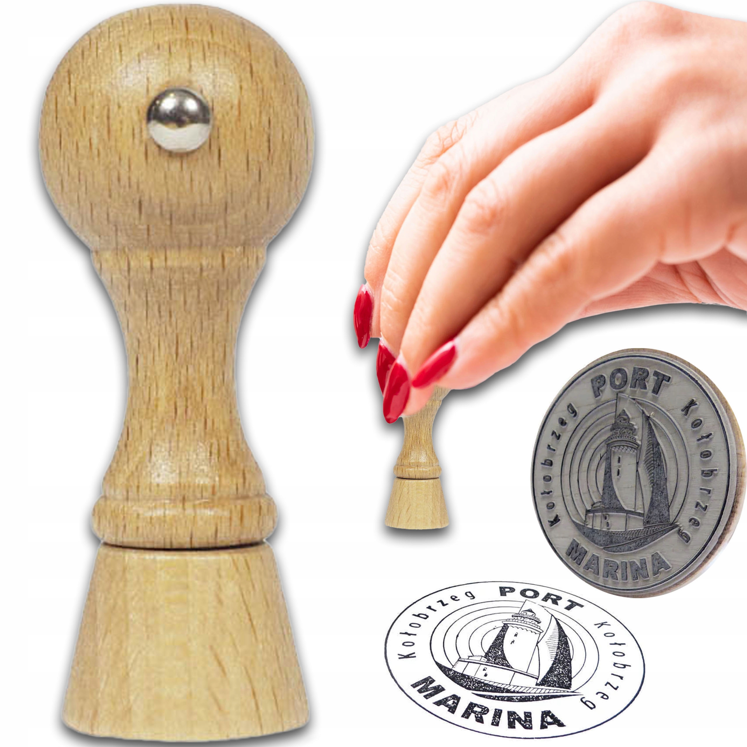 STEMPEL RĘCZNY PIECZĄTKA Z LOGIEM R20mm DECOUPAGE PROJEKT+GUMKA