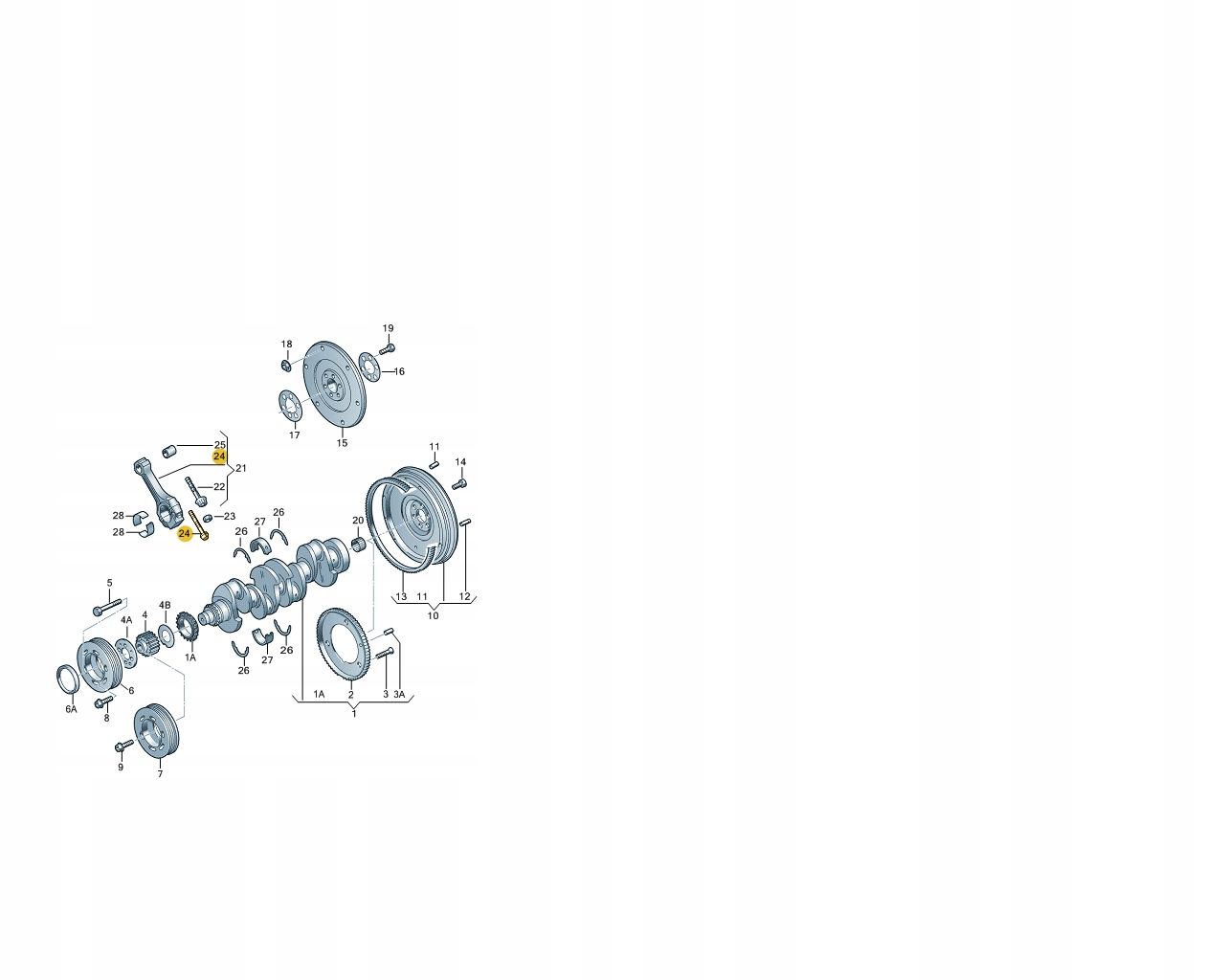ORYGINALNA ŚRUBA STOPY KORBOWODU 045105425 OD ASO Producent części Audi OE
