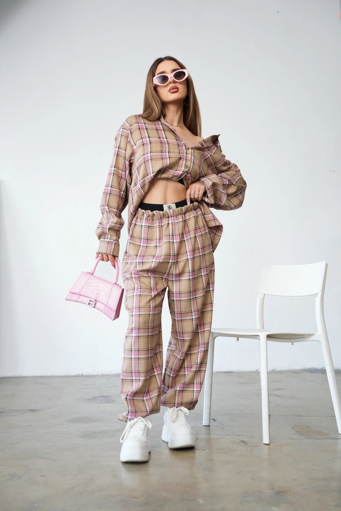 Dámské kalhoty Bg Friday béžová-růžová M