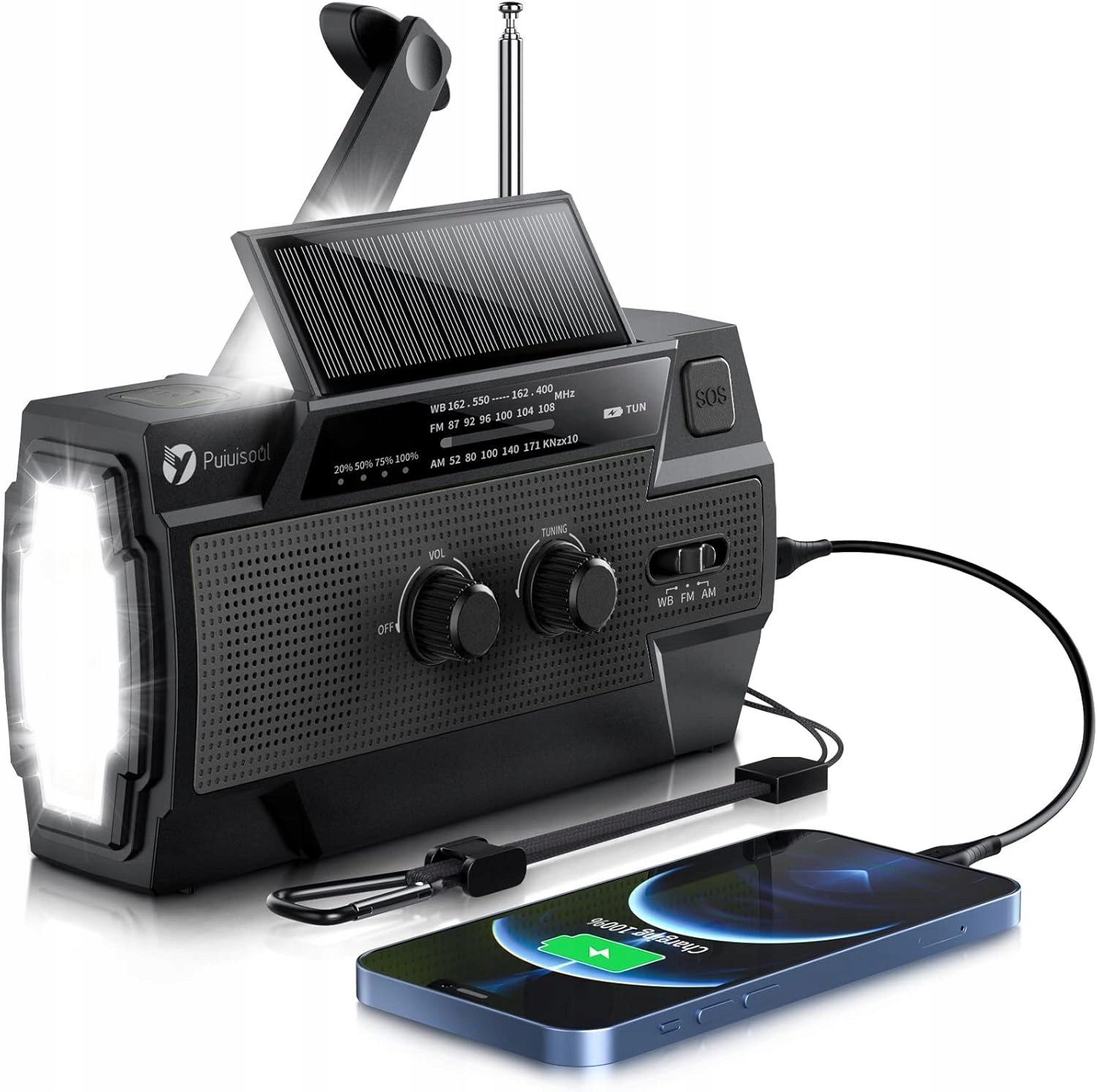 RADIO SOLARNE, PRZENOŚNE RADIO Z KORBĄ, DYNAMO Z AM/FM, LATARKA LED Q2