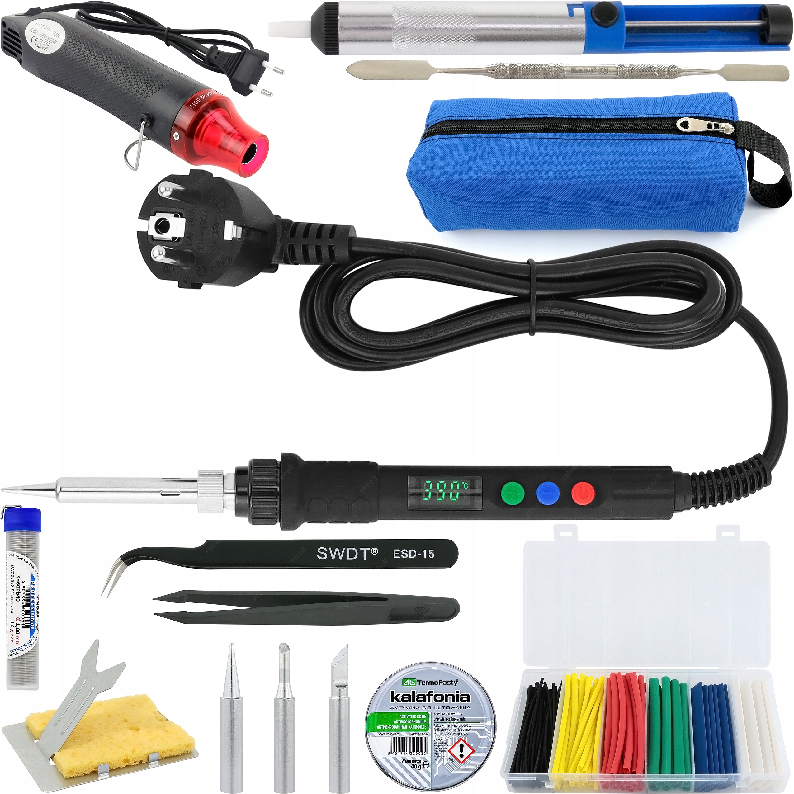 Páječka 80W Horkovzdušná Pistole Hot Air Smršťovací Trubičky Příslušenství XL V Pouzdru