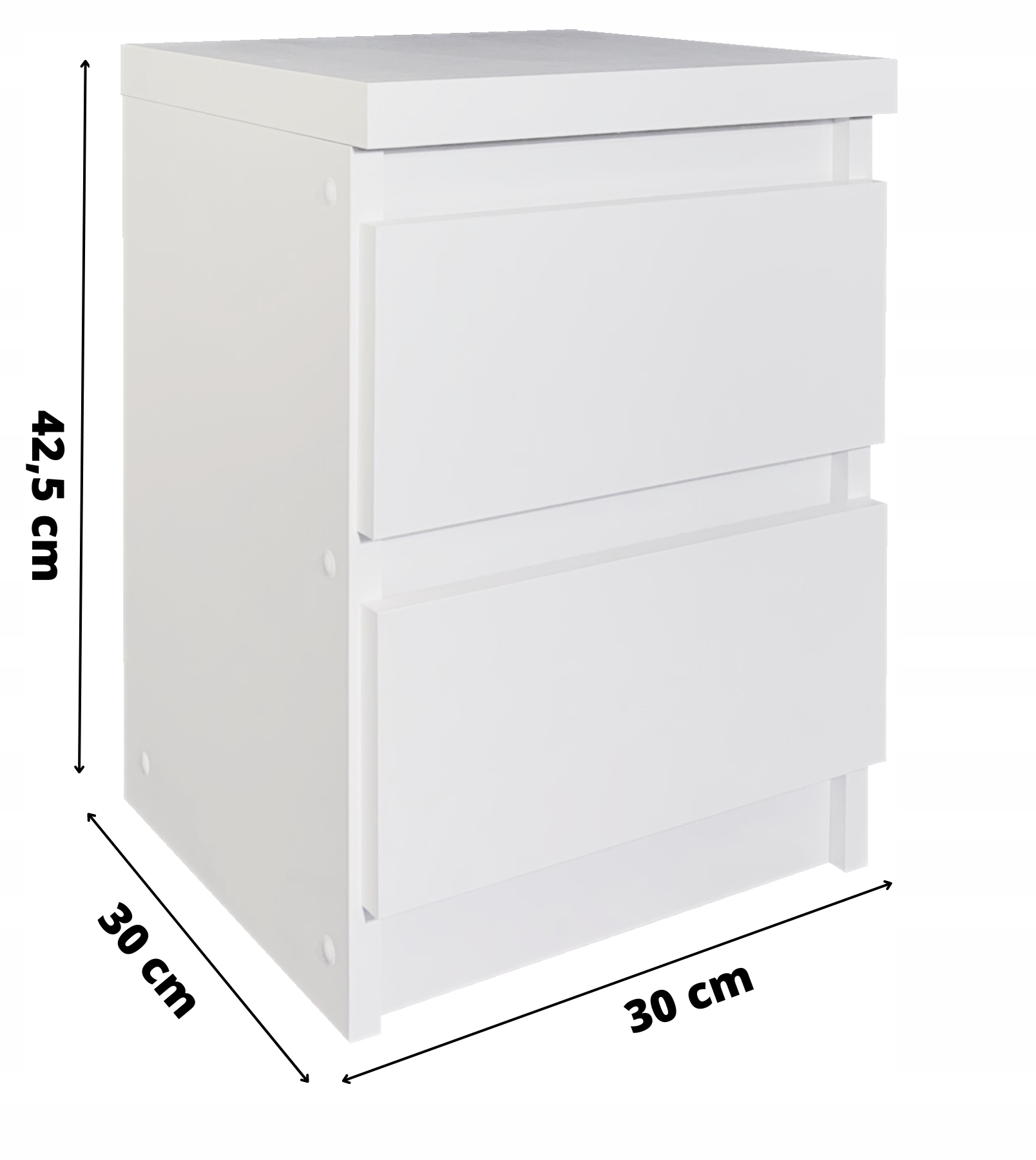 SZAFKA NOCNA BIAŁA STOLIK NOCNY 2 SZUFLADY 30X30CM PRAKTYCZNA NOWOCZESNA Kolor mebla biały