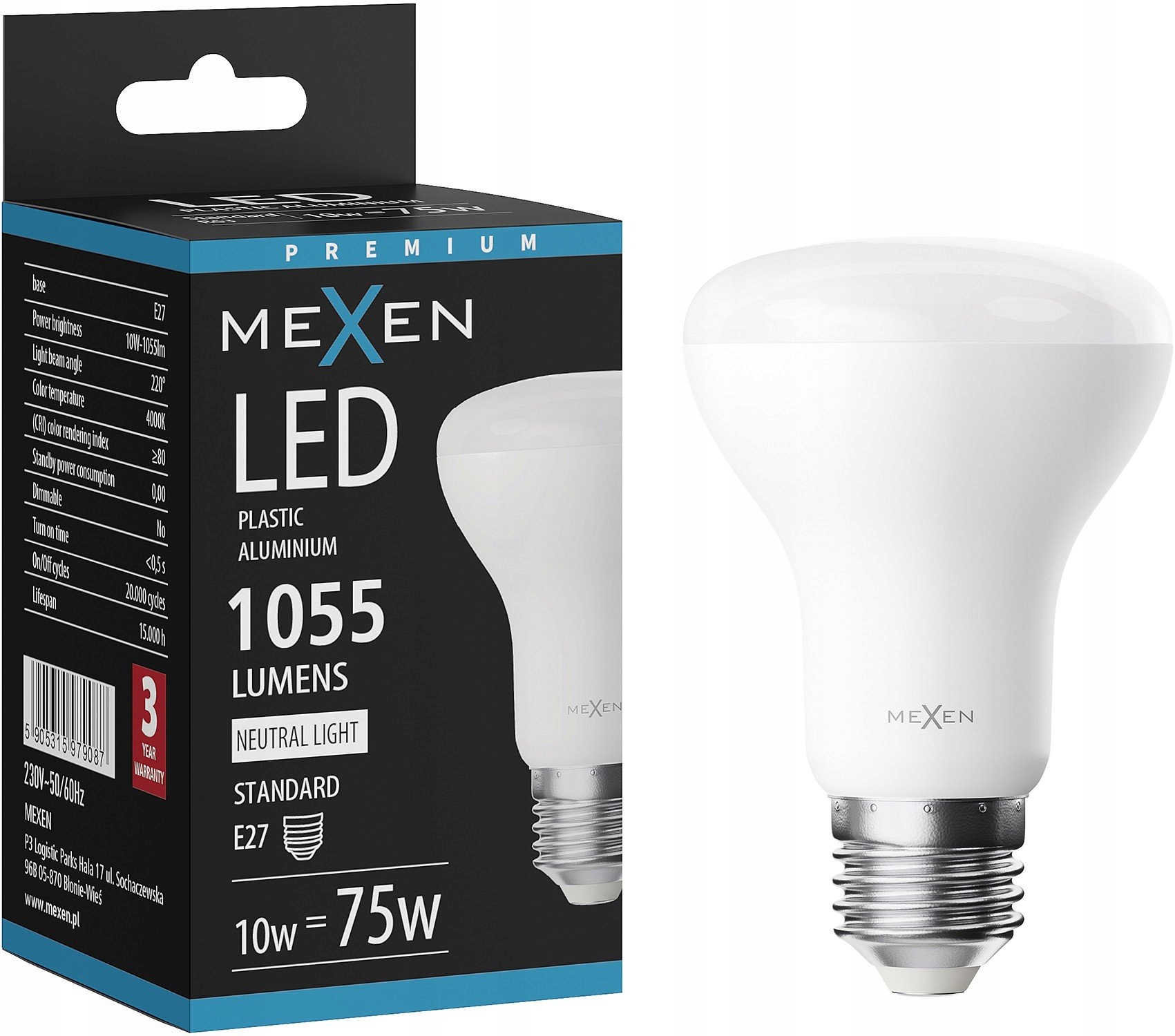 Mexen Nova Led Žárovka E27 R63 10W Neutrální Bílá 4000K 1055 LM