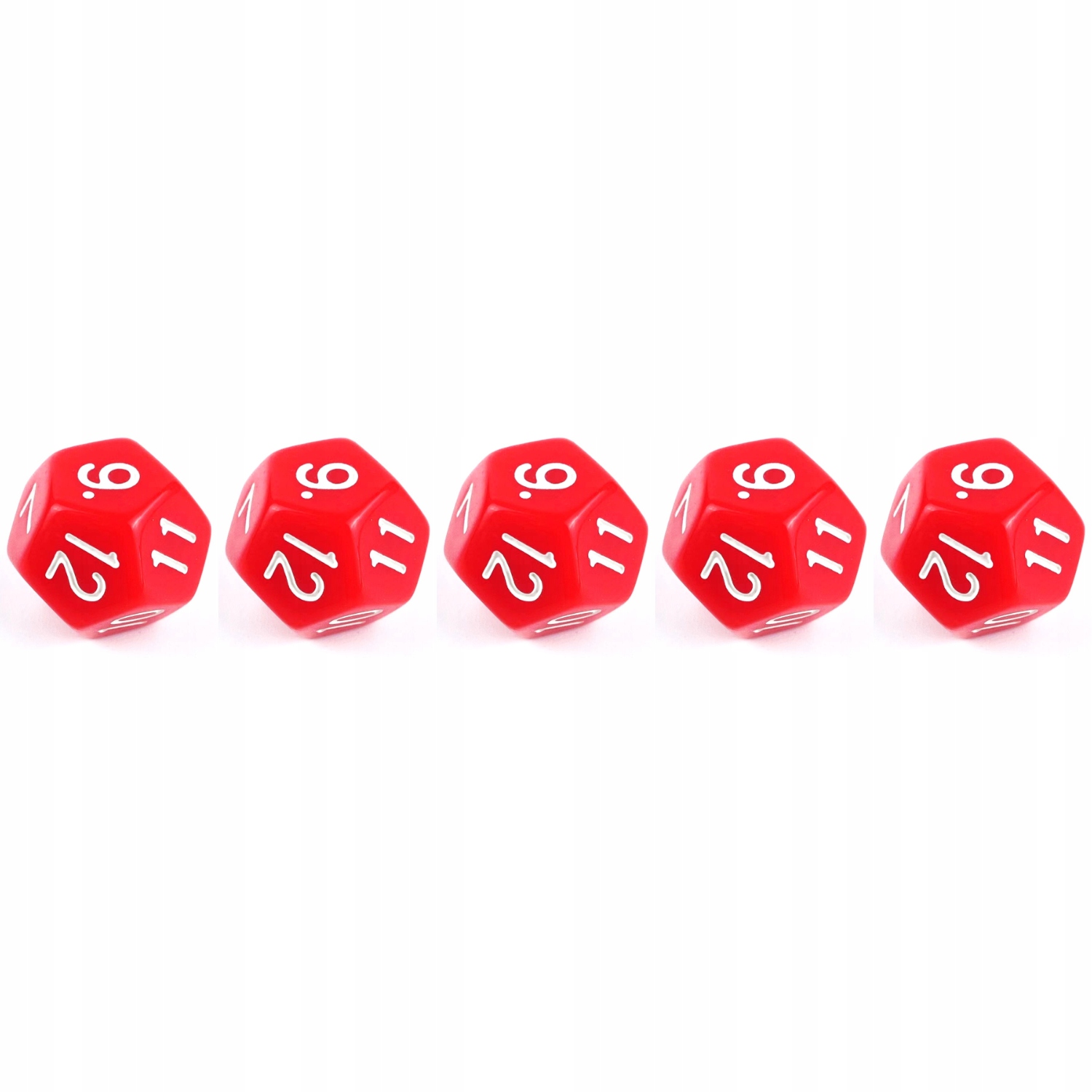 ZESTAW 5 KOSTEK K12 RPG CZERWONA KOŚĆ DWUNASTOŚCIENNA