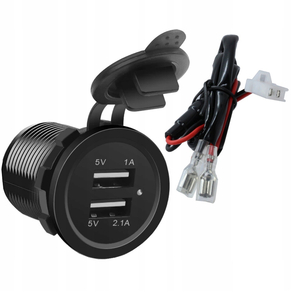 GNIAZDO ŁADOWANIA 2x USB A 1A + 2.1A Z PRZEWODEM