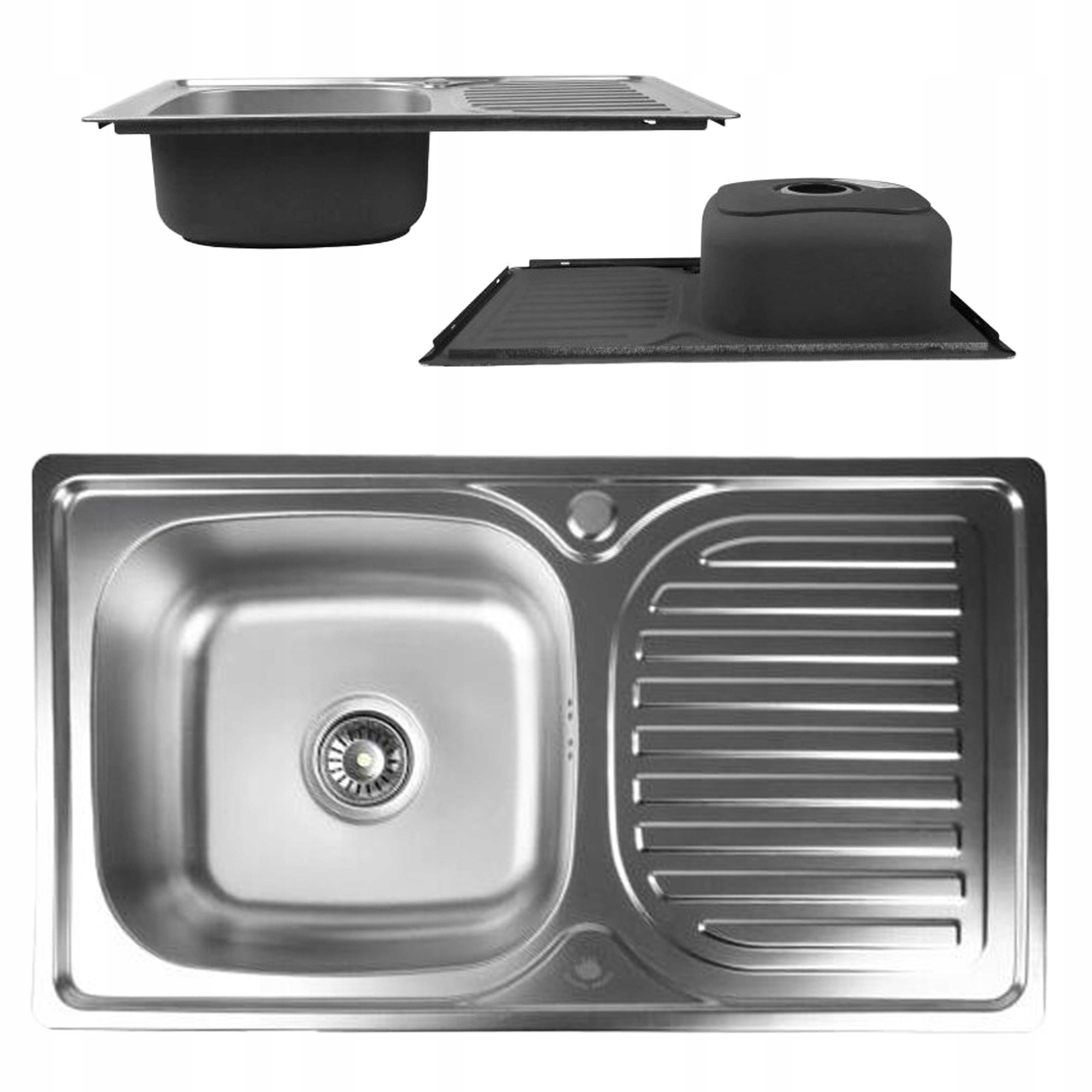 Dřez Jednokomorový Kuchyňský Dřez Čtvercový Ocel Odkapávač 76x42x18