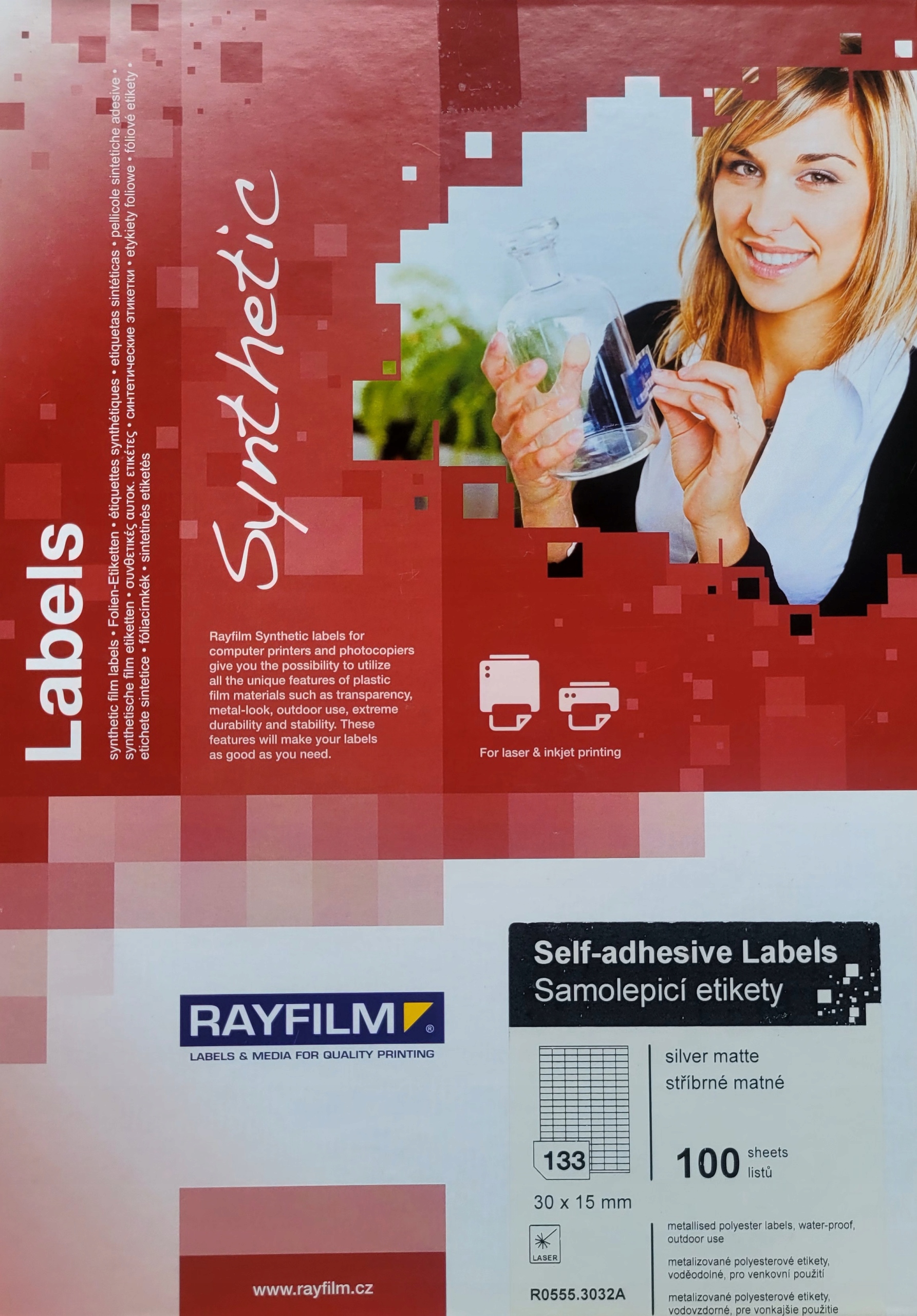 Folia samoprzylepna Rayfilm 30x15 Srebrna mat A4/100ark druk laser