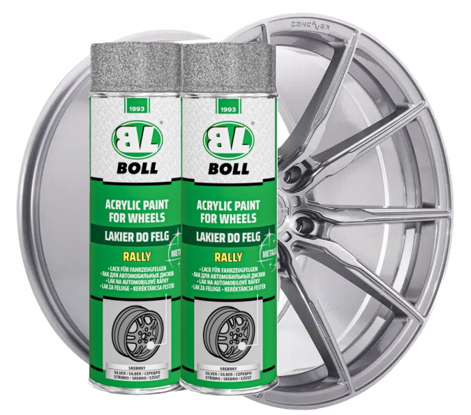 Lakier do felg samochodowych rally srebrny metaliczny 2x500 ml Boll