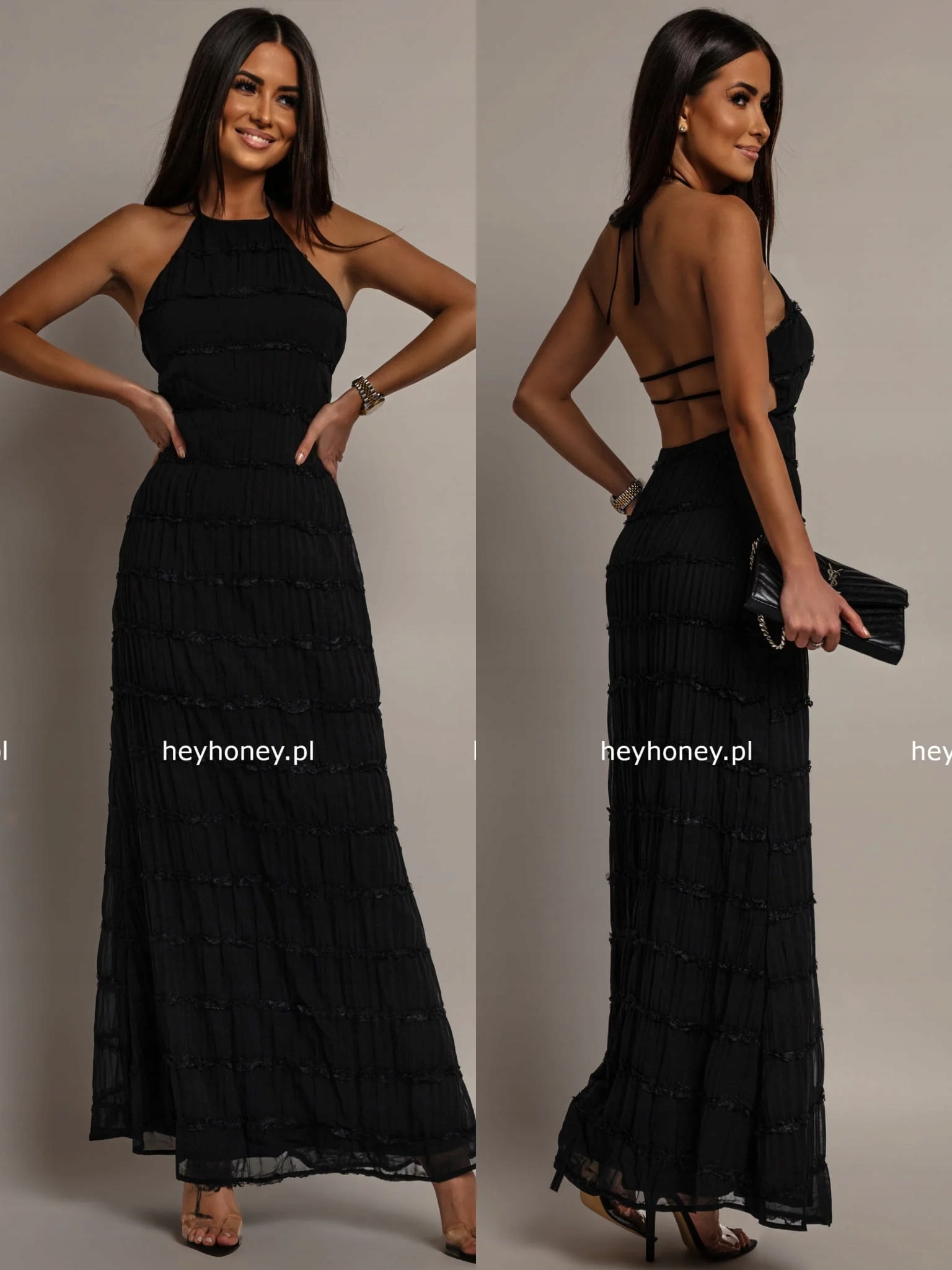 Šaty Maxi s odhalenými zády, černá, Fairy L