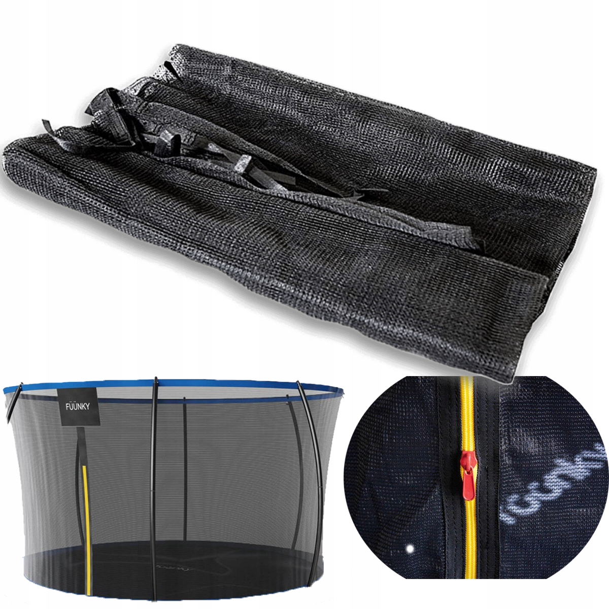 SIATKA ZABEZPIECZAJĄCA do Trampoliny 12FT 366cm Fuunky Ochronna Czarna