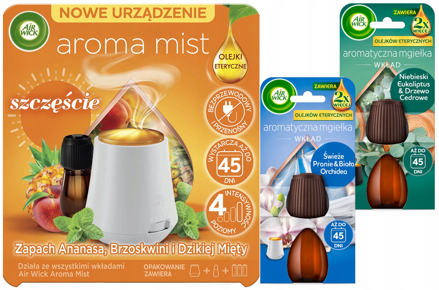 Air Wick Mlha Osvěžovač vzduchu Štěstí difuzér 3 náplně x 20 ml
