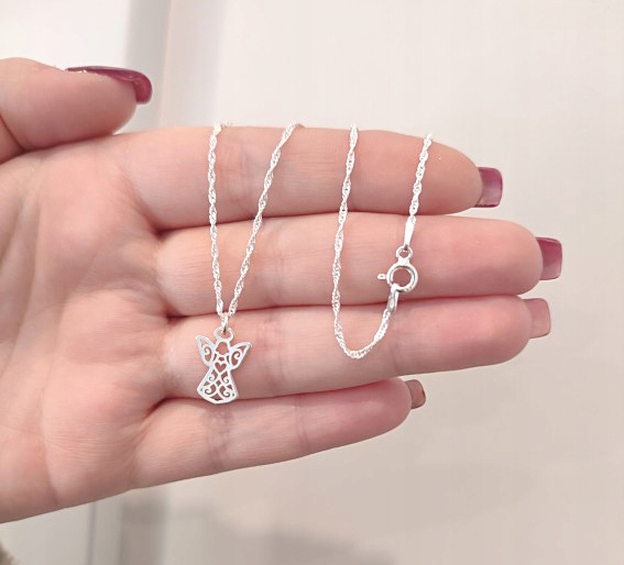 SREBRNY ŁAŃCUSZEK ANIOŁEK ZESTAW ŁAŃCUSZEK Z ANIOŁKIEM NA KOMUNIĘ 50cm EAN (GTIN) 5907371704108